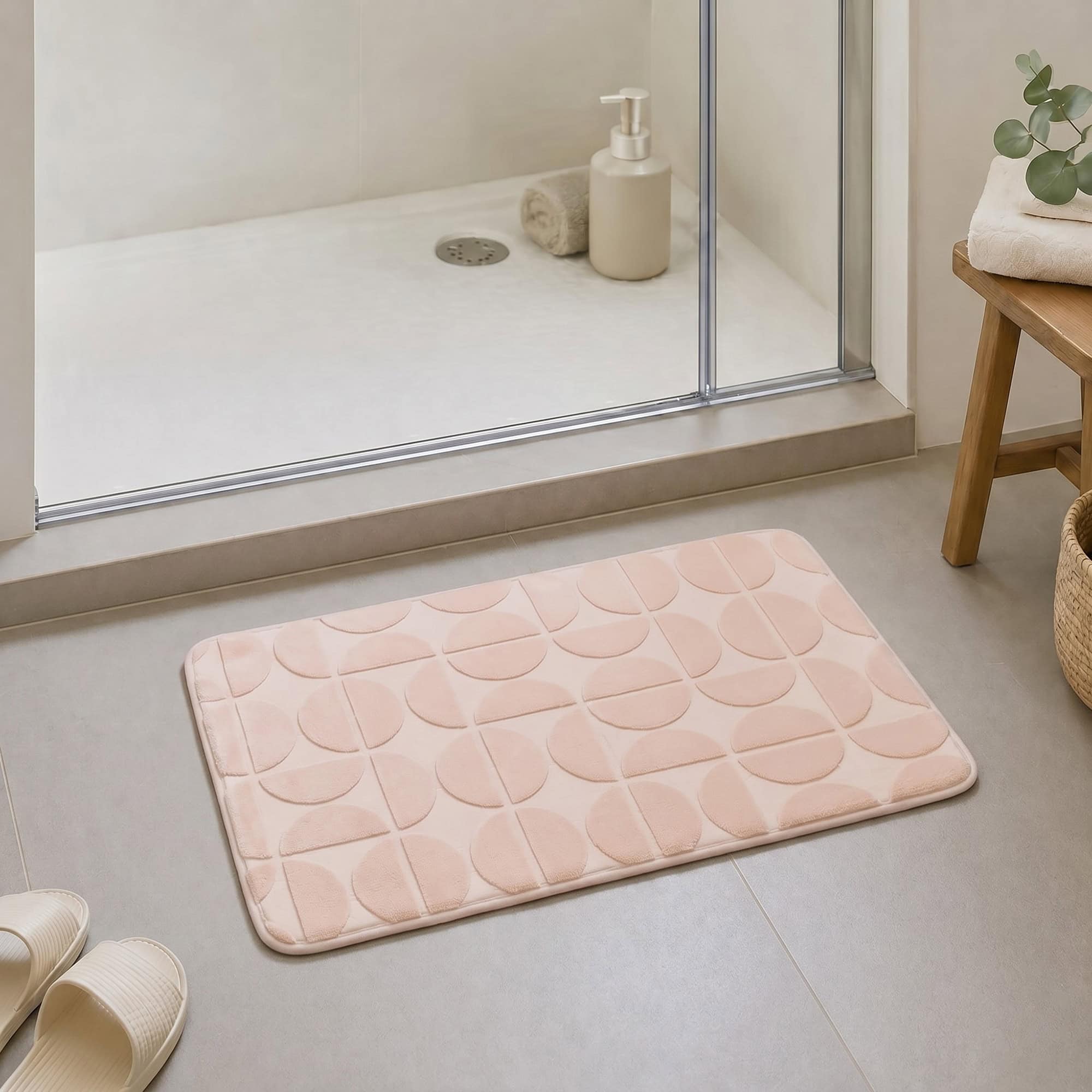 evideco-demi-lune-tapis-de-bain-rose-50x80-cm-m-moire-de-forme image 3