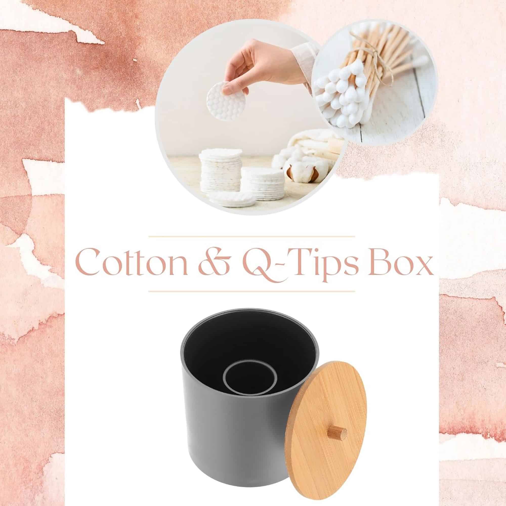 evideco-bathroom-bo-te-coton-tige-gris-couvercle-bambou-padang image 4