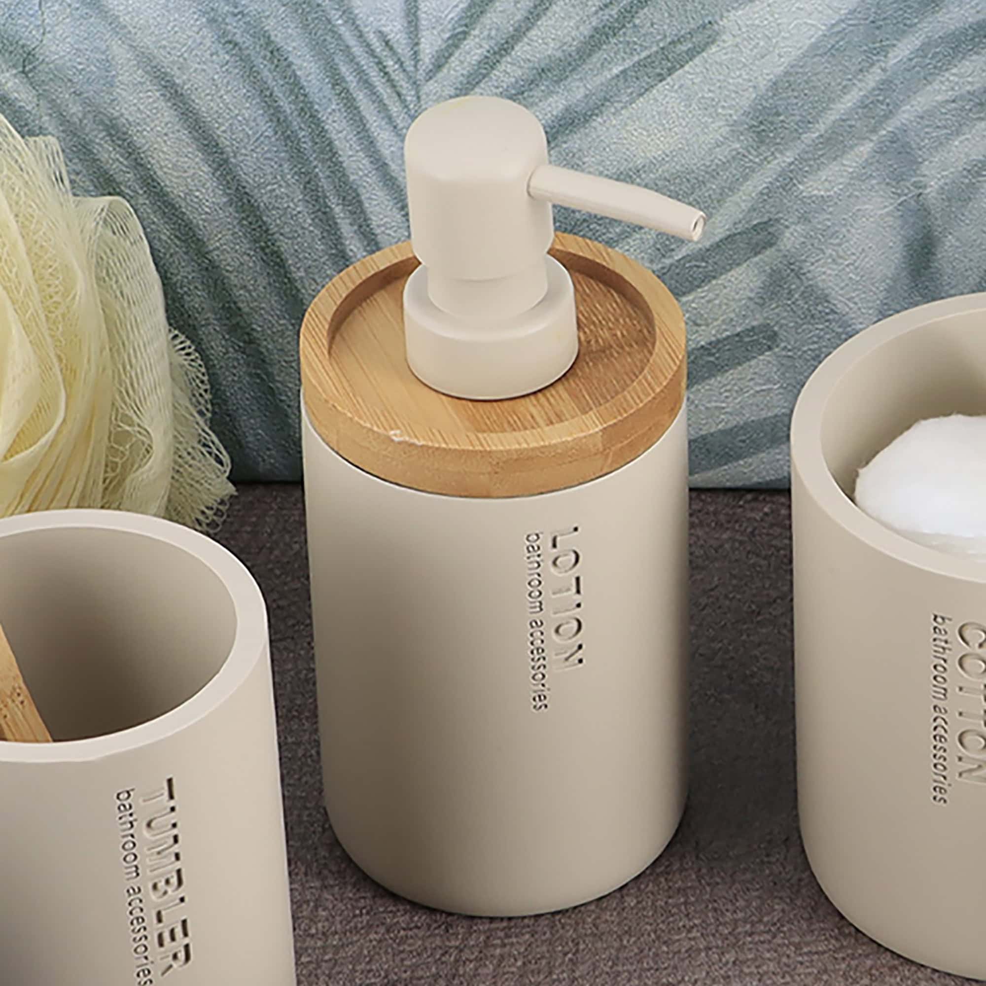 evideco-matte-beige-distributeur-savon-beige-bambou image 2