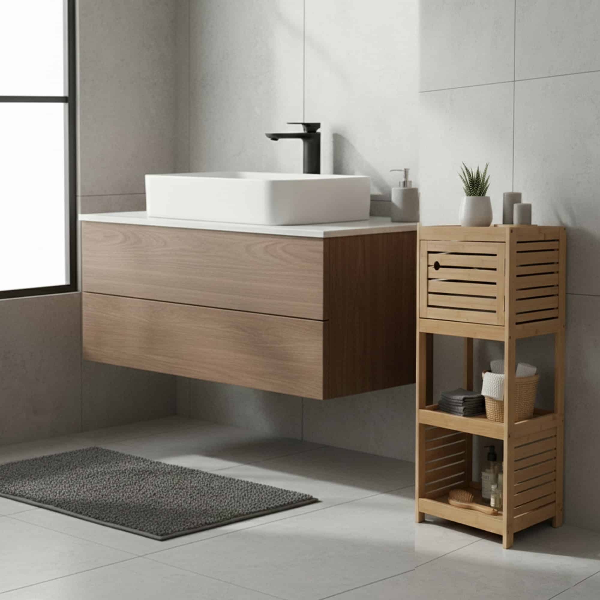 evideco-trinidad-colonne-salle-de-bain-naturel-mdf-bambou image 2