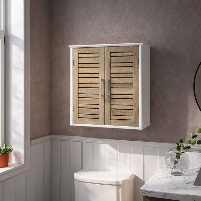 evideco-stockholm-armoire-murale-salle-de-bain-blanche-2-portes image 1