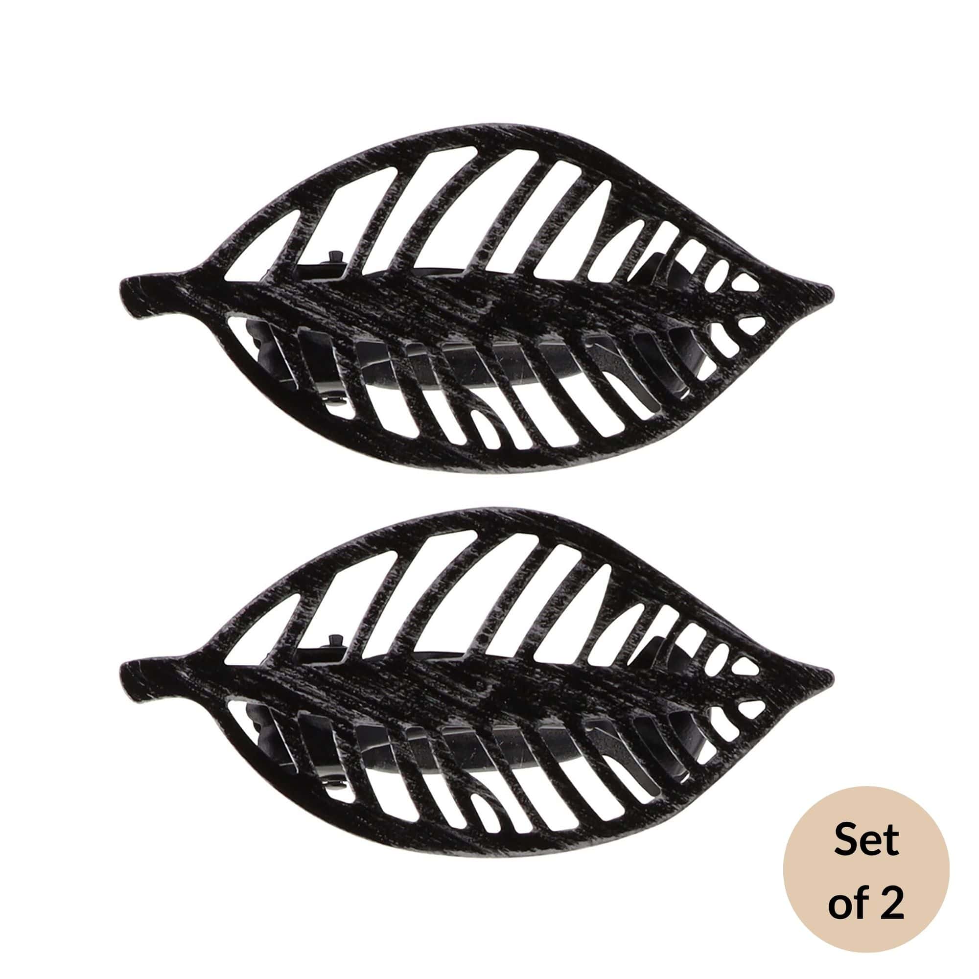 evideco-home-accessories-embrasse-rideau-feuille-noire-lot-2-m-tal image 2