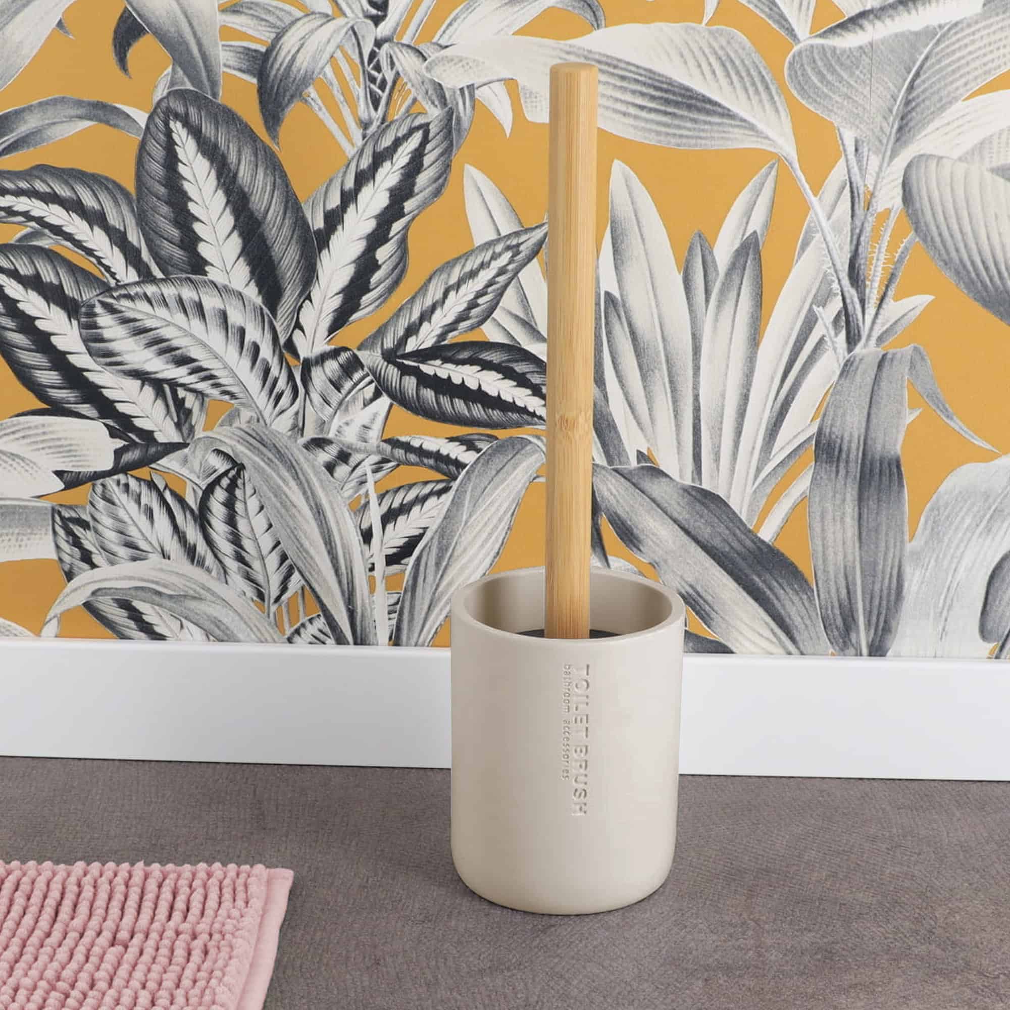 evideco-brosse-wc-beige-mate-bambou-avec-support image 3