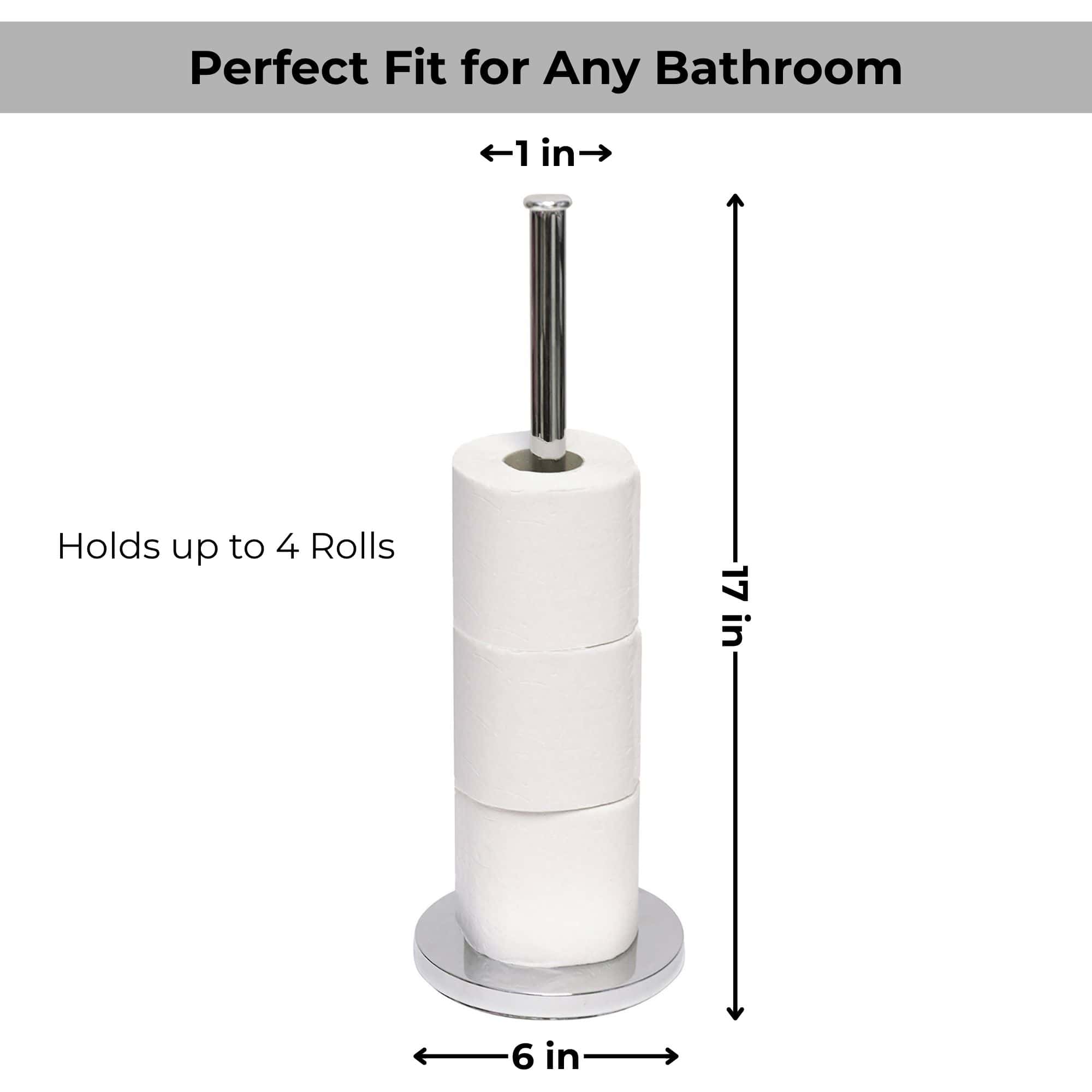 evideco-porte-papier-toilette-sur-pied-argent-4-rouleaux image 4