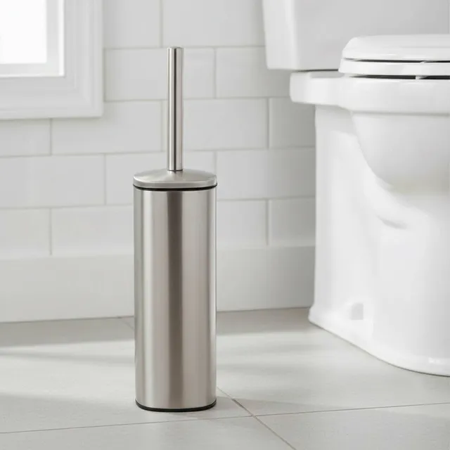 evideco-brosse-wc-carr-e-chrome-m-tal-avec-support image 1