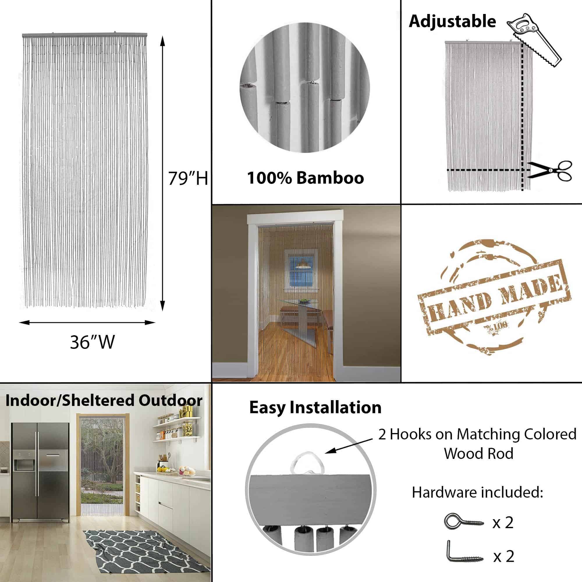 evideco-home-accessories-rideau-porte-bambou-65-fils-taupe image 3