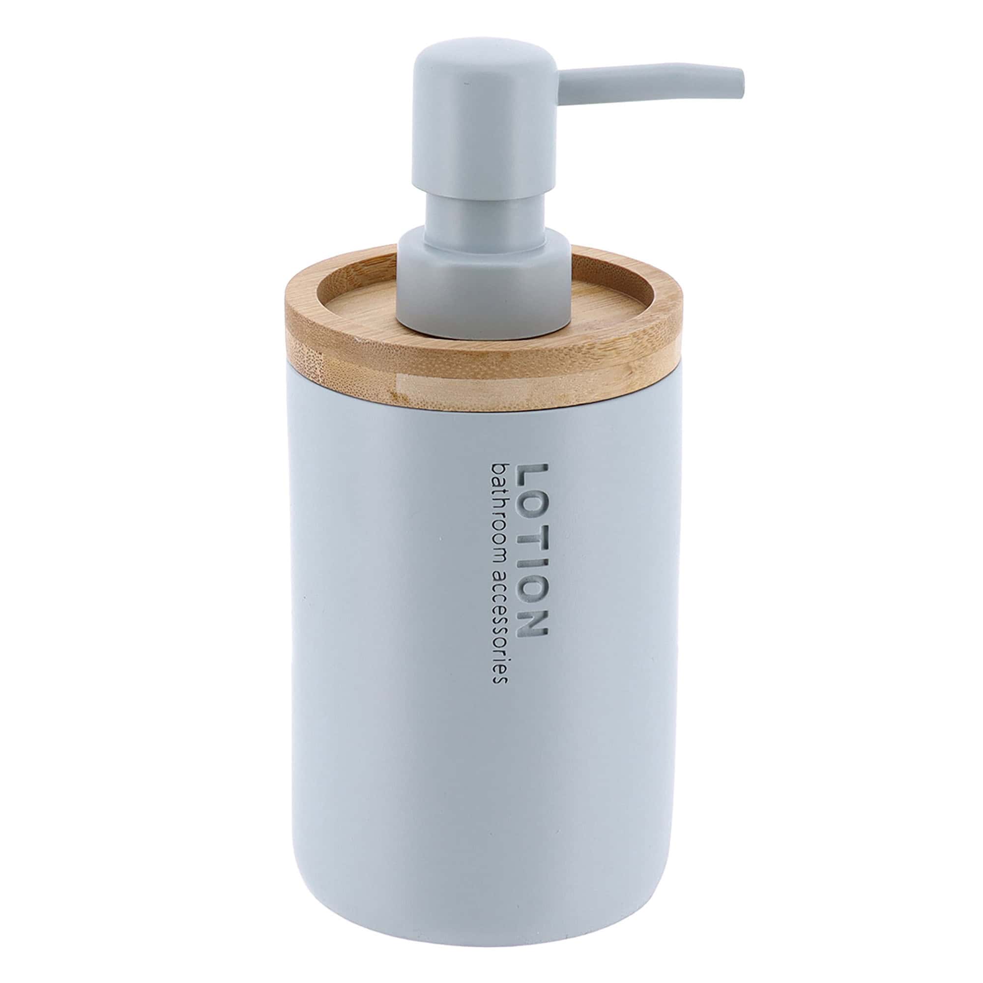 evideco-bathroom-accessories-distributeur-savon-bleu-clair-bambou-pompe image 7