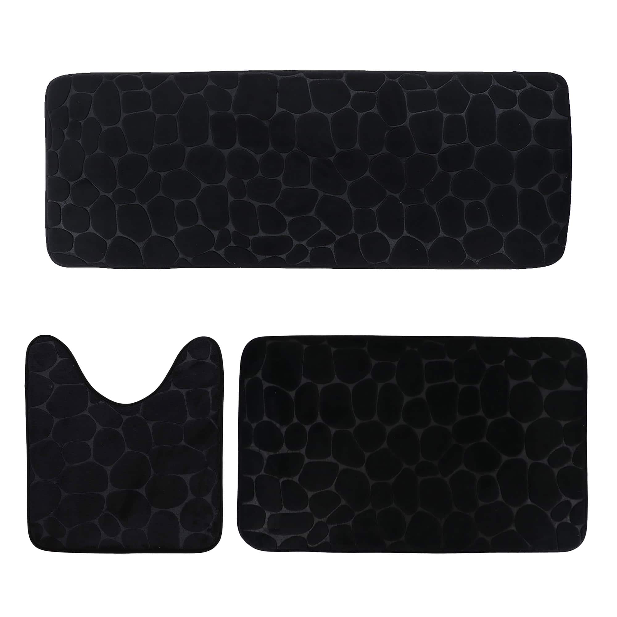 evideco-bathroom-mats-tapis-salle-de-bain-noir-3-pi-ces-m-moire image 8