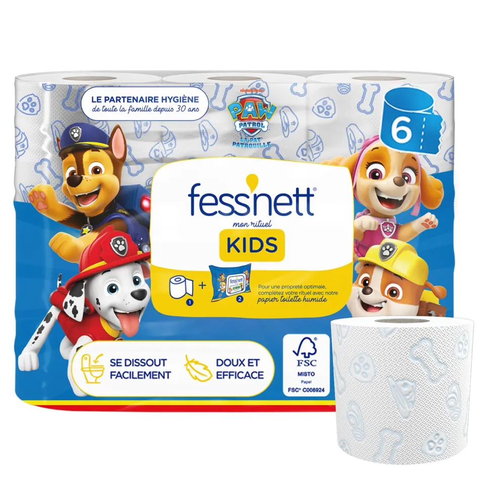 fess-nett-papier-toilette-sec-enfant-6-rouleaux-pat-patrouille image 1