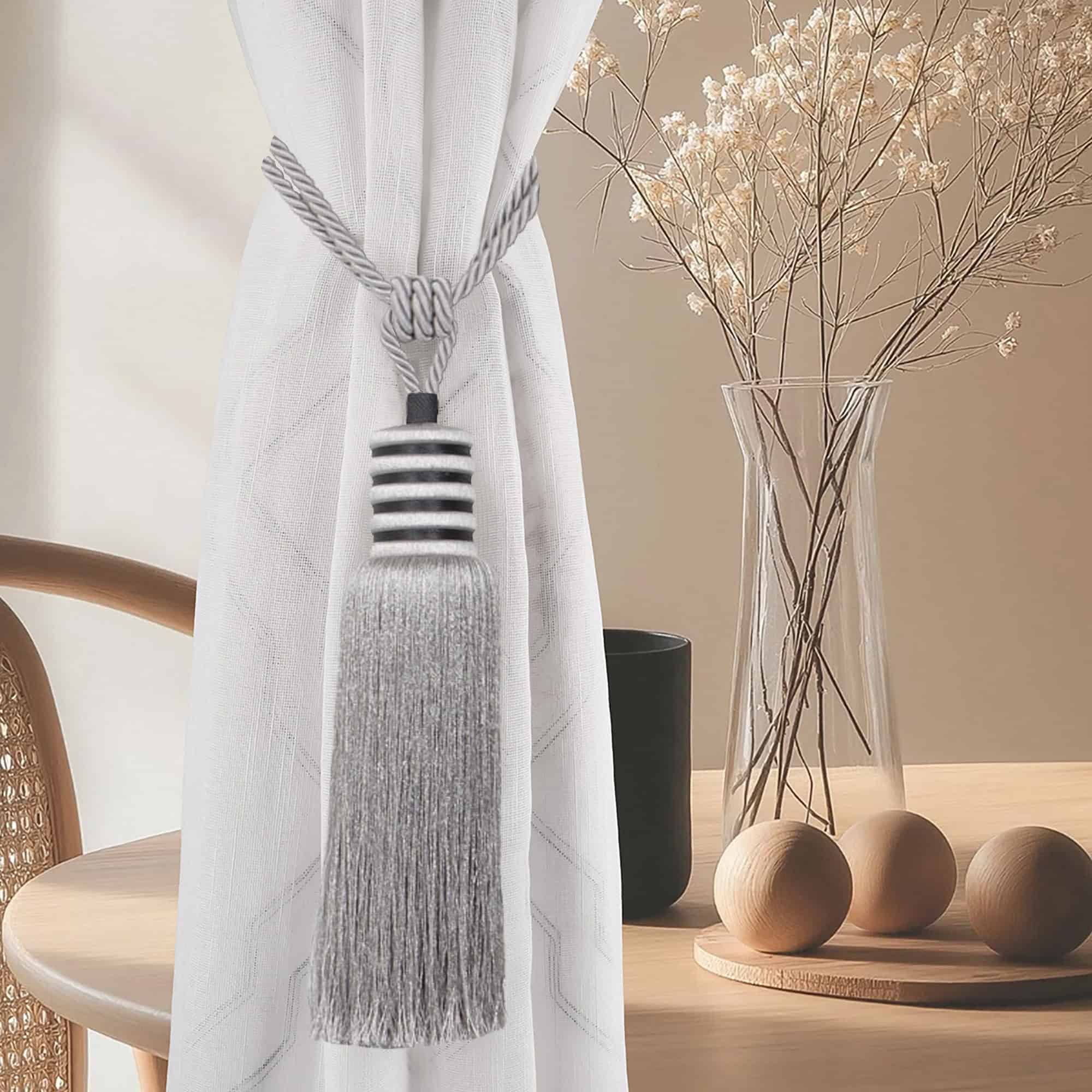 evideco-embrasse-rideau-gris-argent-pompon-84-cm image 4