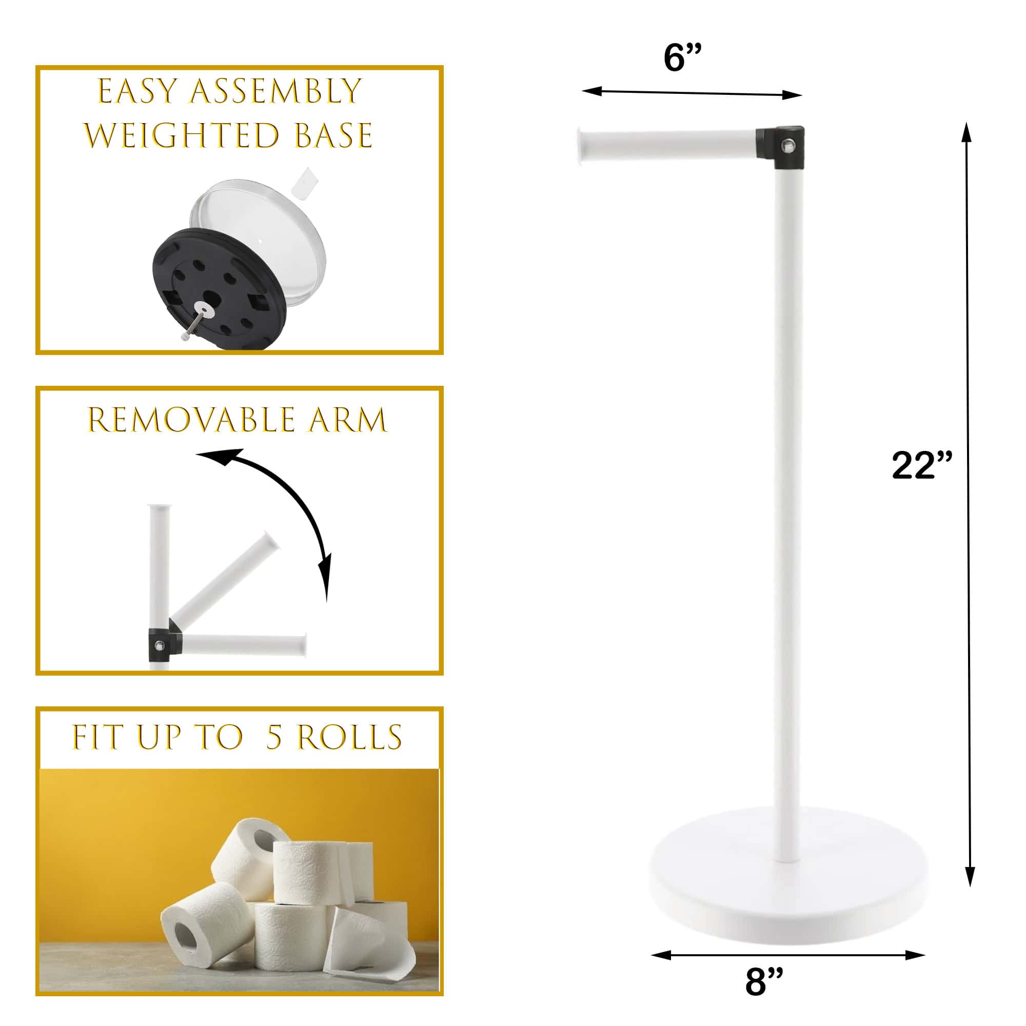 evideco-porte-papier-toilette-blanc-bras-pliable-avec-r-serve-m-tal image 4