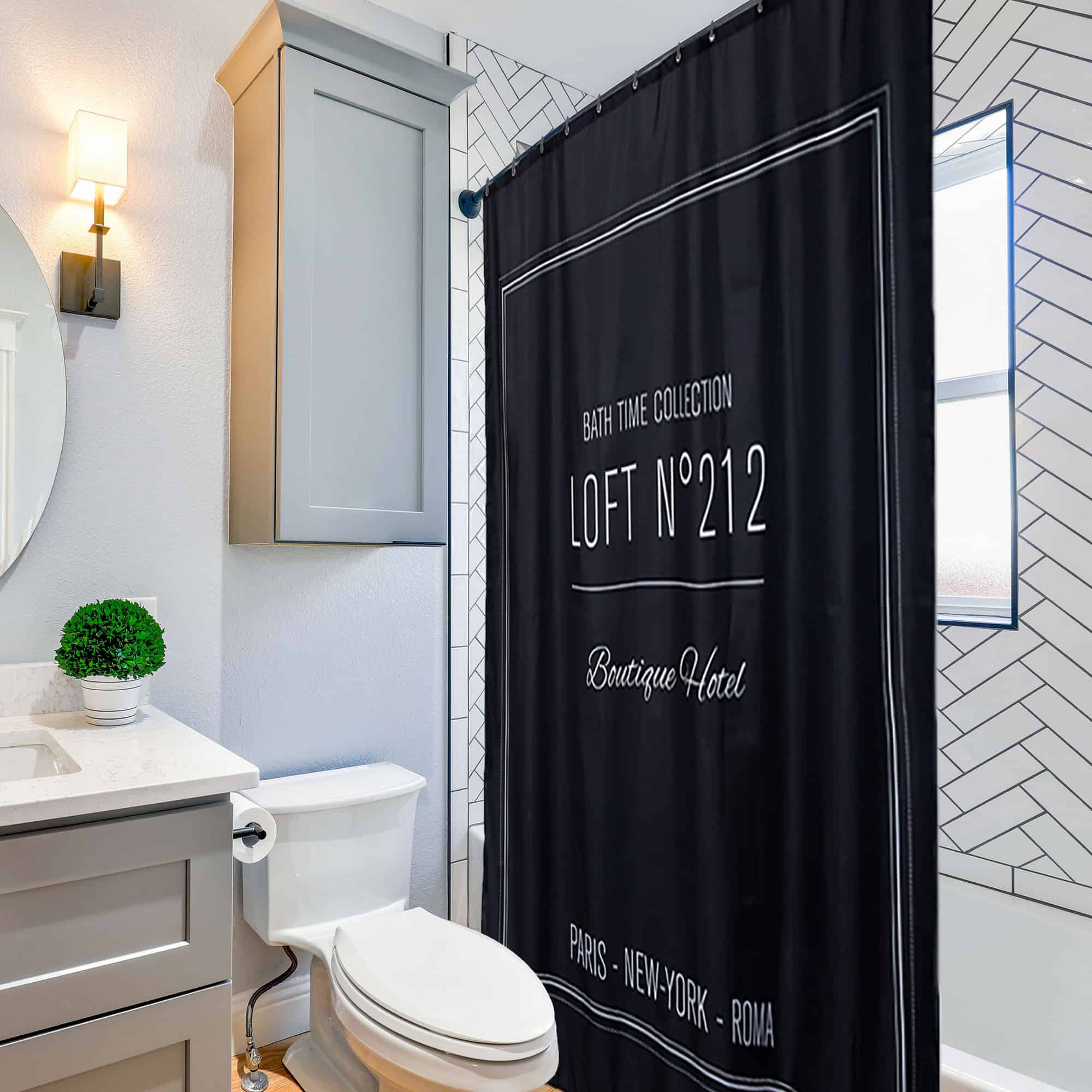 evideco-shower-accessories-rideau-douche-noir-polyester-180x200-ecrit image 4
