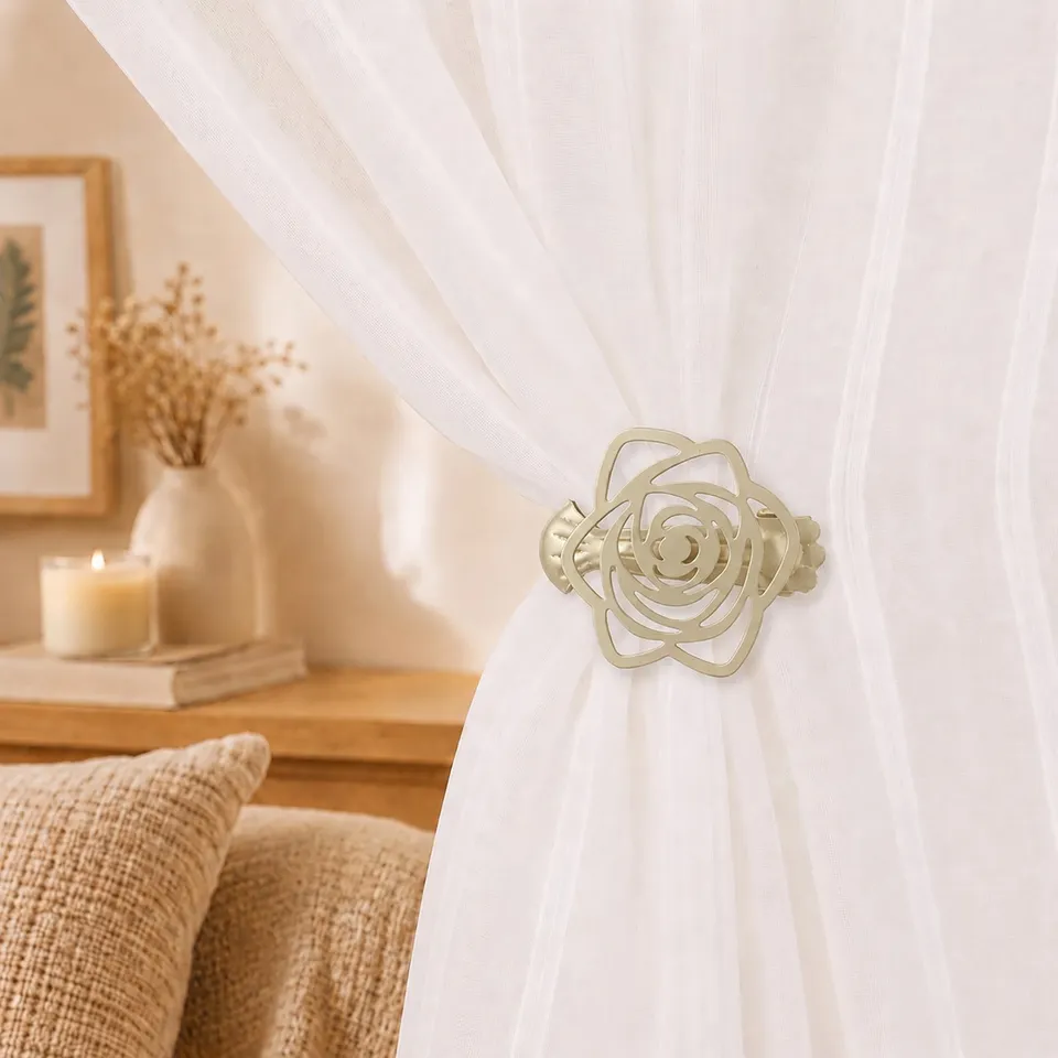 evideco-home-accessories-pince-rideau-champagne-dor-lot-de-2-sans-per-age image 1