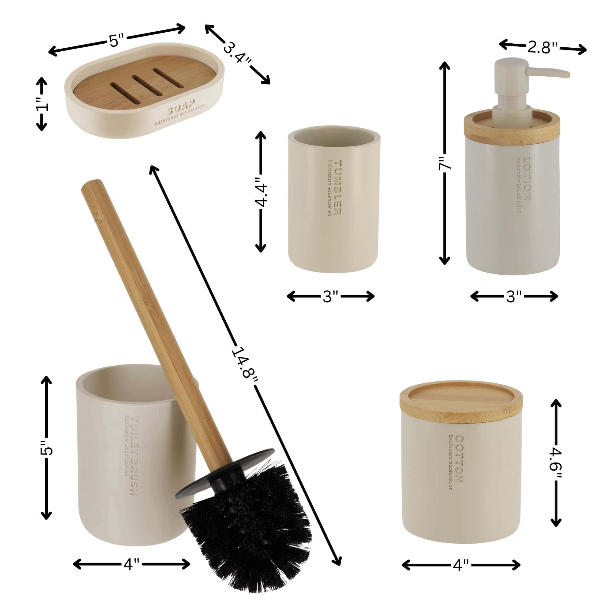 evideco-beige-5-pi-ces-set-salle-de-bain-bambou-beige image 4