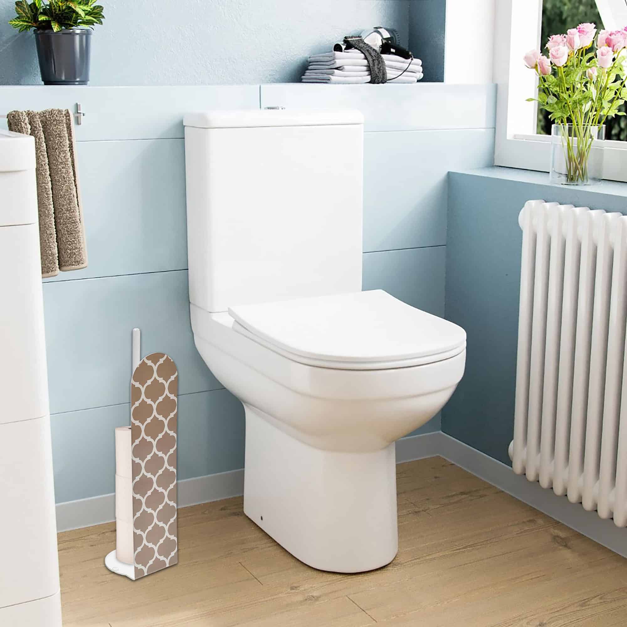 evideco-porte-papier-toilette-beige-sur-pied-g-om-trique-4-rouleaux image 4