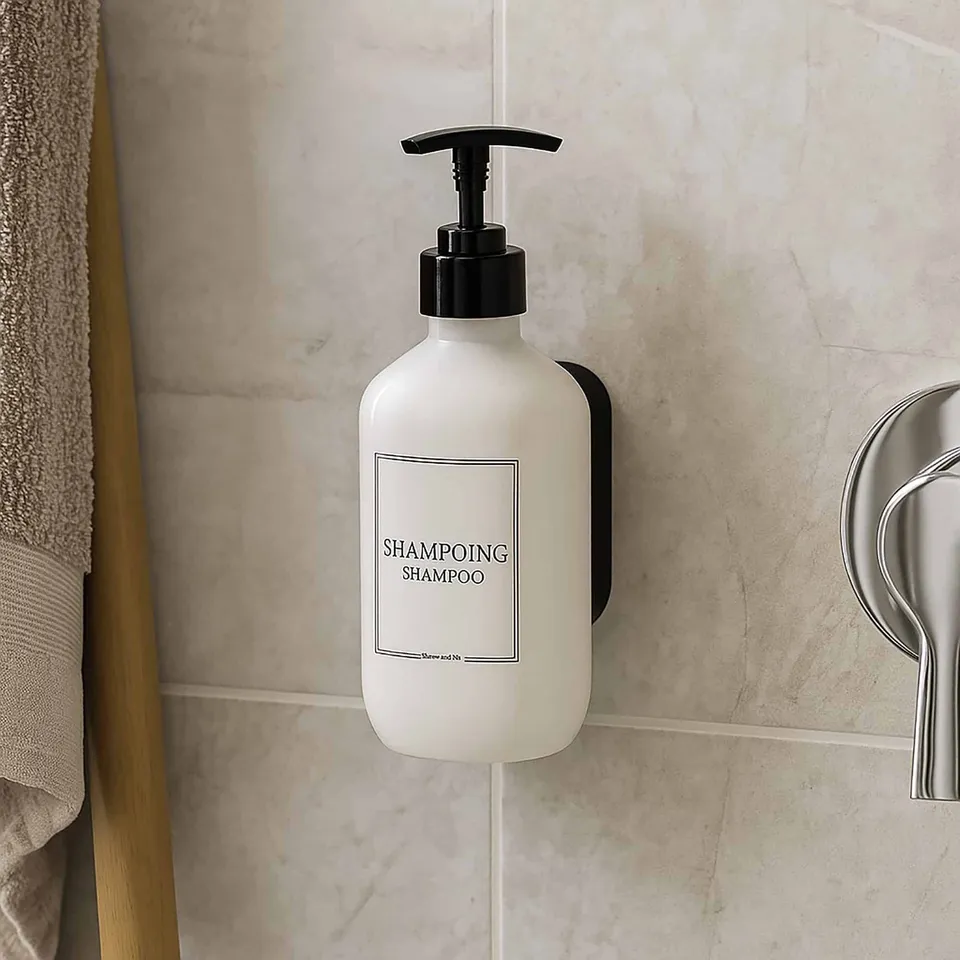 evideco-bathroom-accessories-distributeur-shampoing-mural-380-ml-blanc image 1