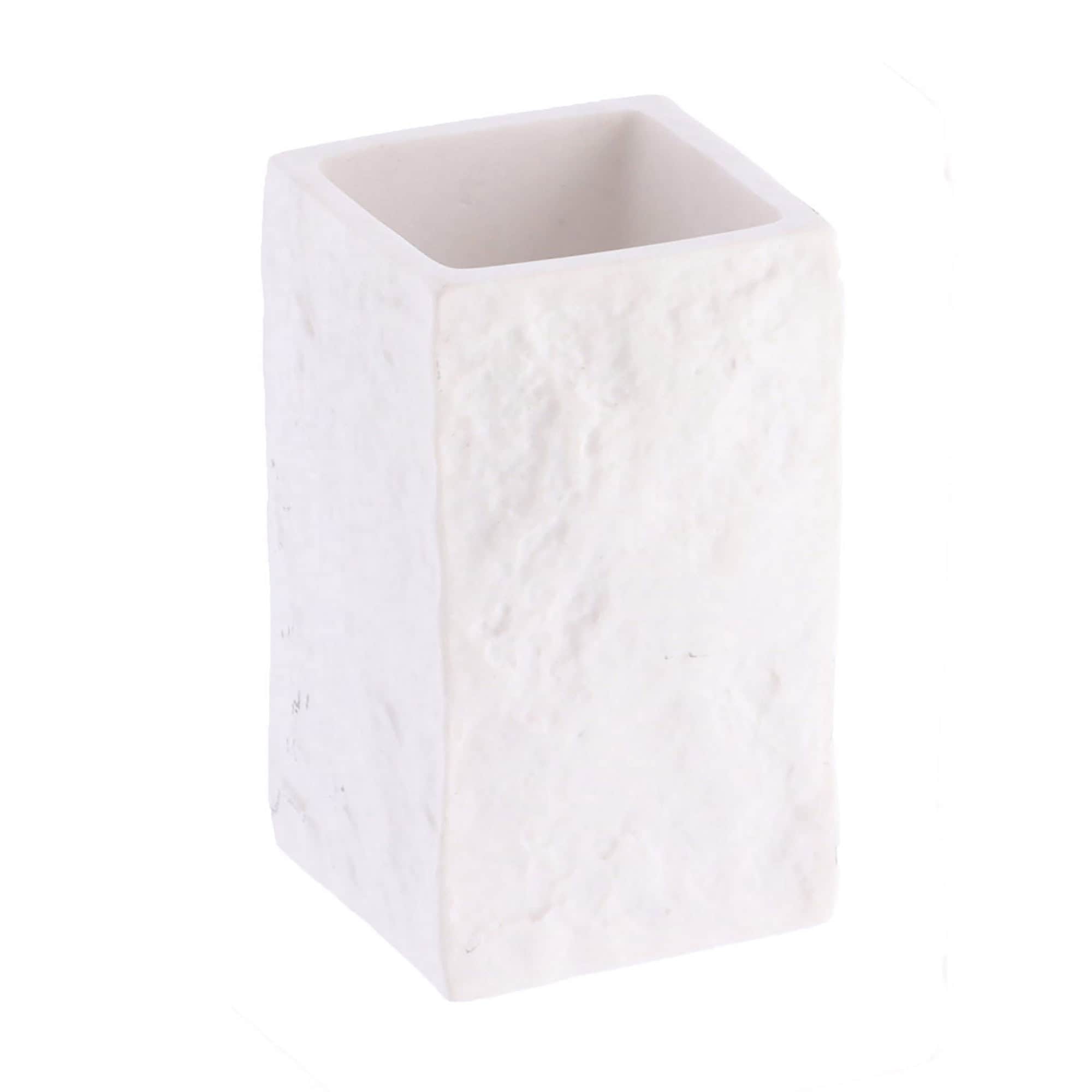 evideco-bathroom-accessories-square-stone-gobelet-salle-de-bain-blanc image 8