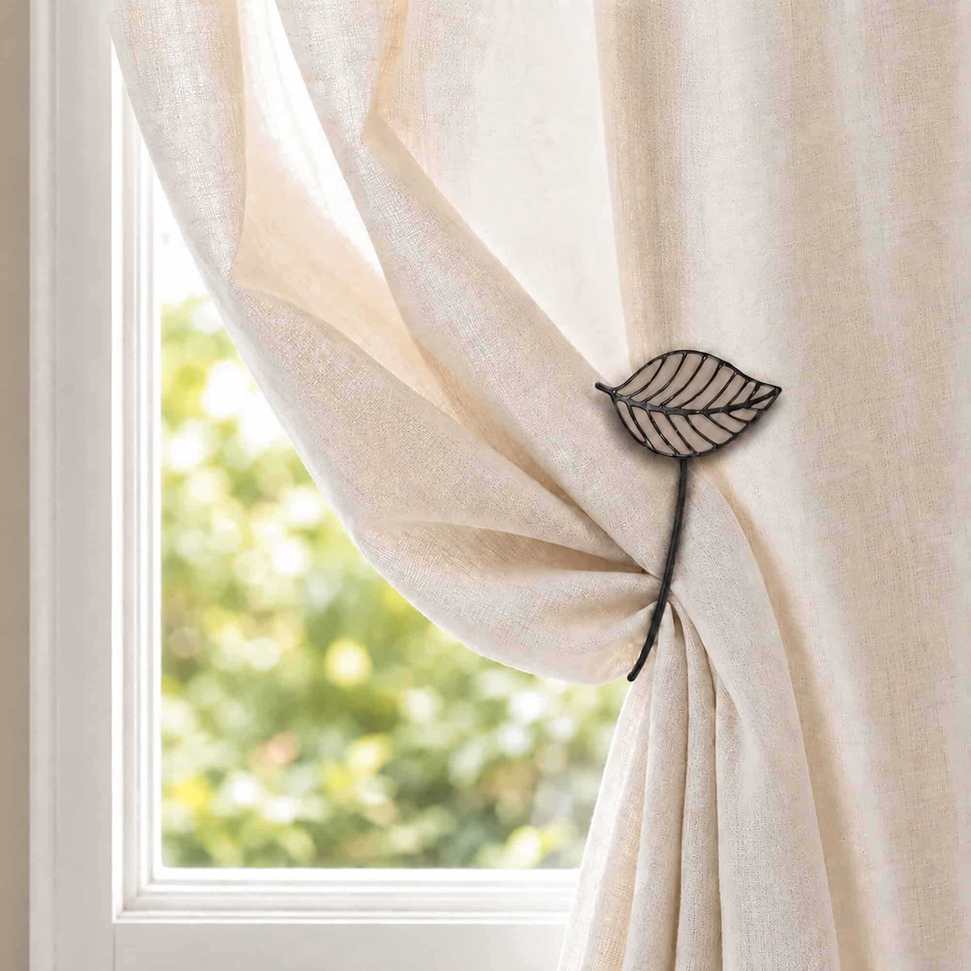 evideco-home-accessories-embrasse-rideau-magn-tique-taupe-feuille-r-sine image 4