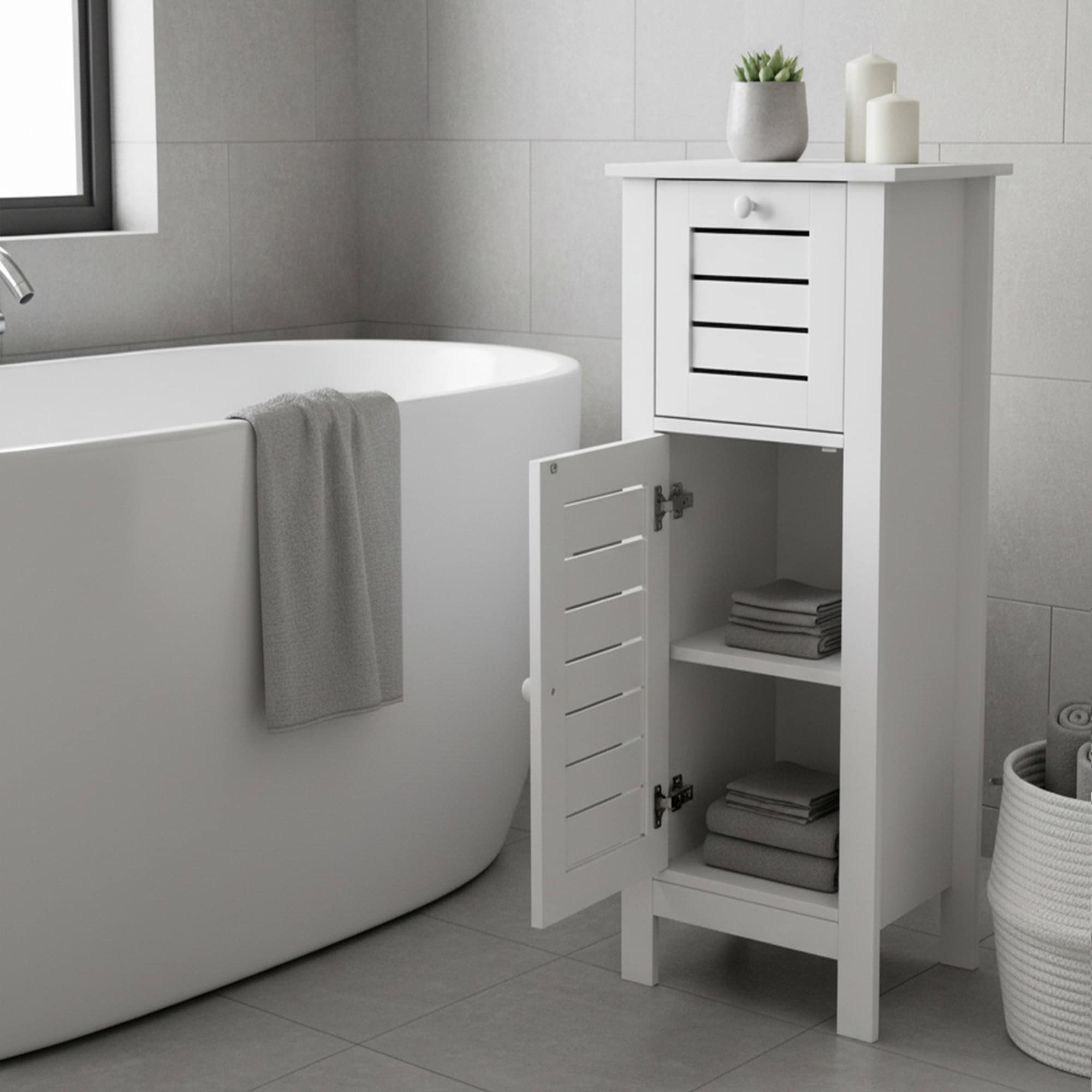 evideco-santorin-petit-meuble-salle-de-bain-blanc-tiroir image 2