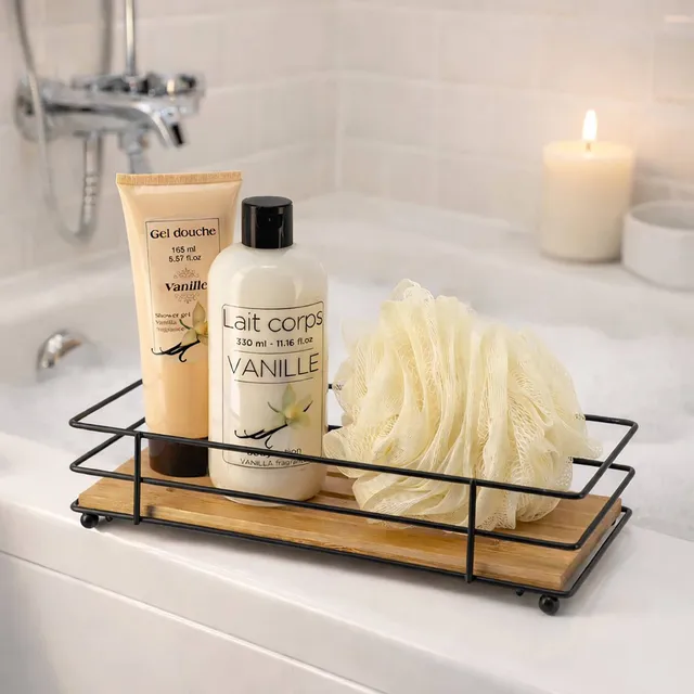evideco-plateau-organisateur-salle-de-bain-bambou-noir image 1