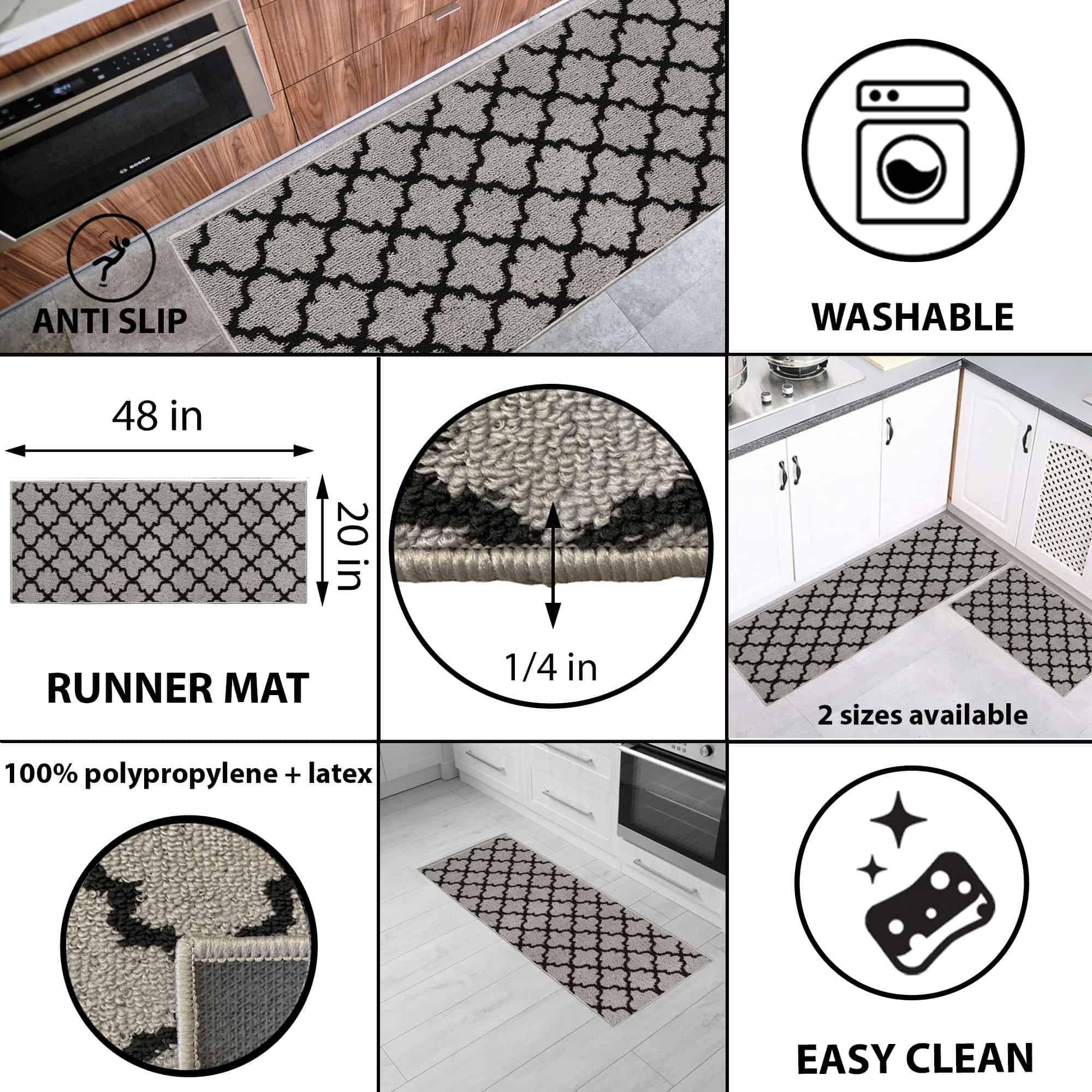 evideco-arabesque-tapis-cuisine-gris-noir-48x20-effet-laine image 3