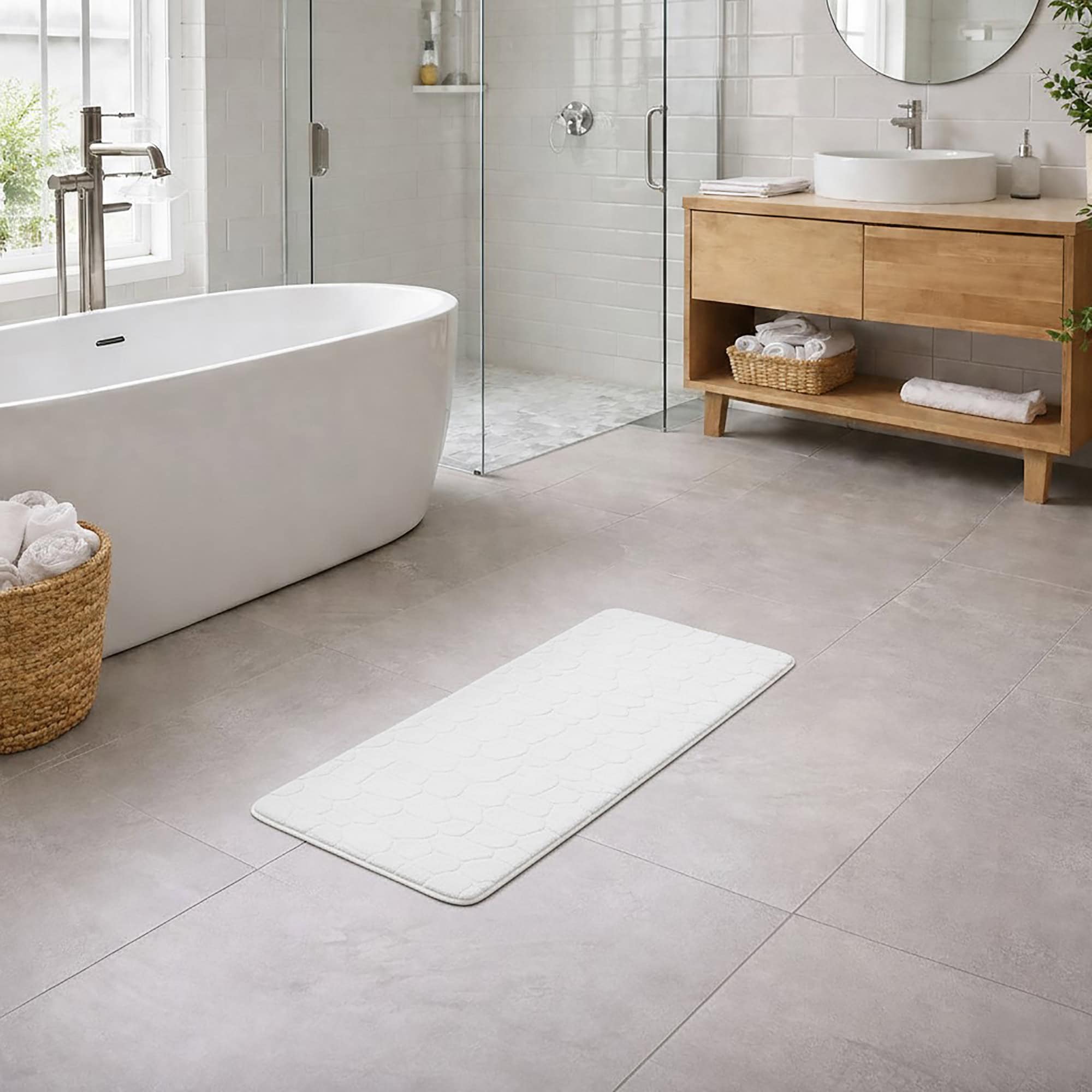 evideco-tapis-bain-m-moire-blanc-galet-runner-122x46-cm image 2