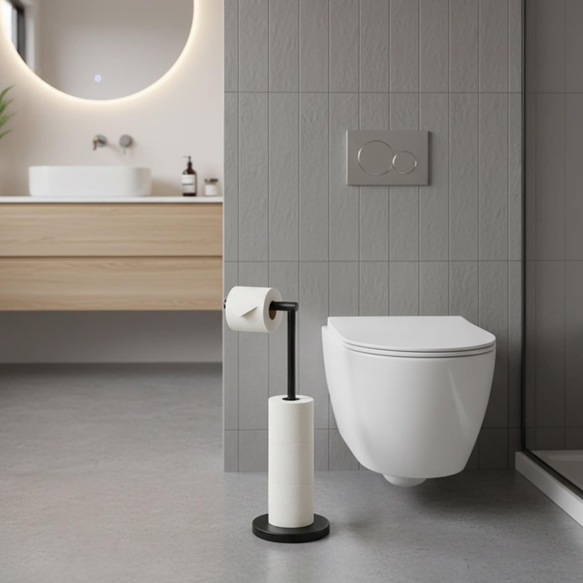 evideco-porte-papier-toilette-sur-pied-noir-m-tal-r-serve image 3