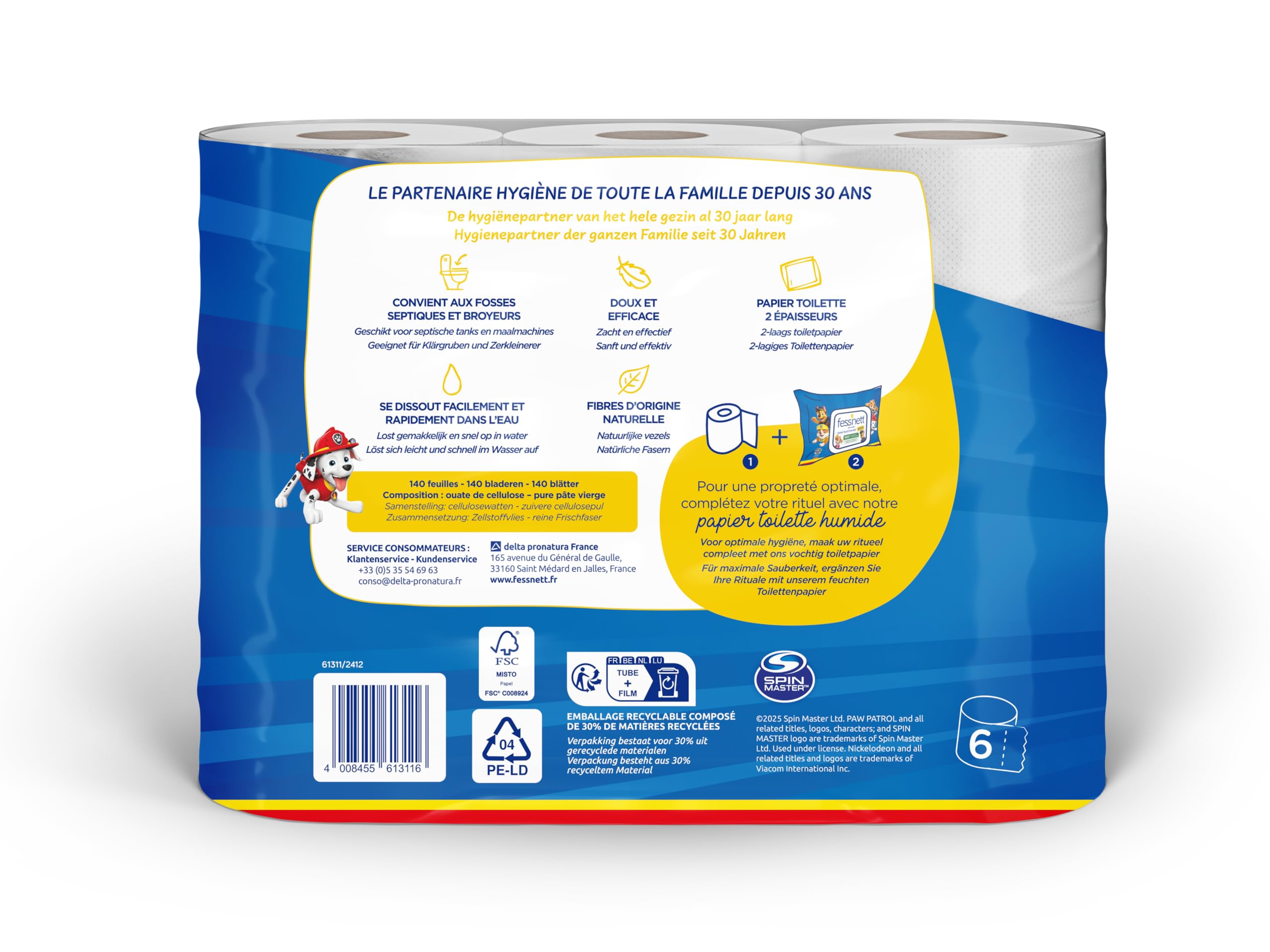 fess-nett-papier-toilette-sec-enfant-6-rouleaux-pat-patrouille image 2