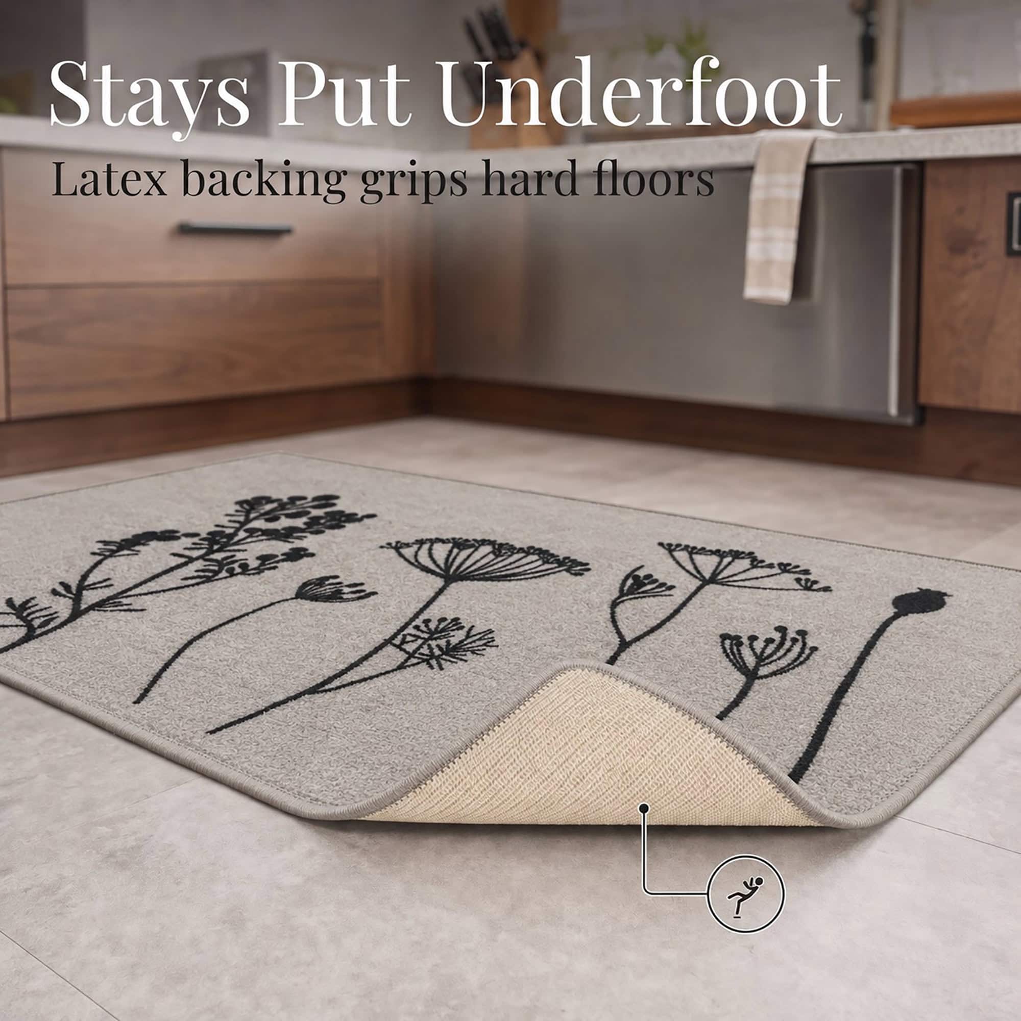 evideco-wildflowers-tapis-cuisine-80x50-gris-noir-fleurs image 4