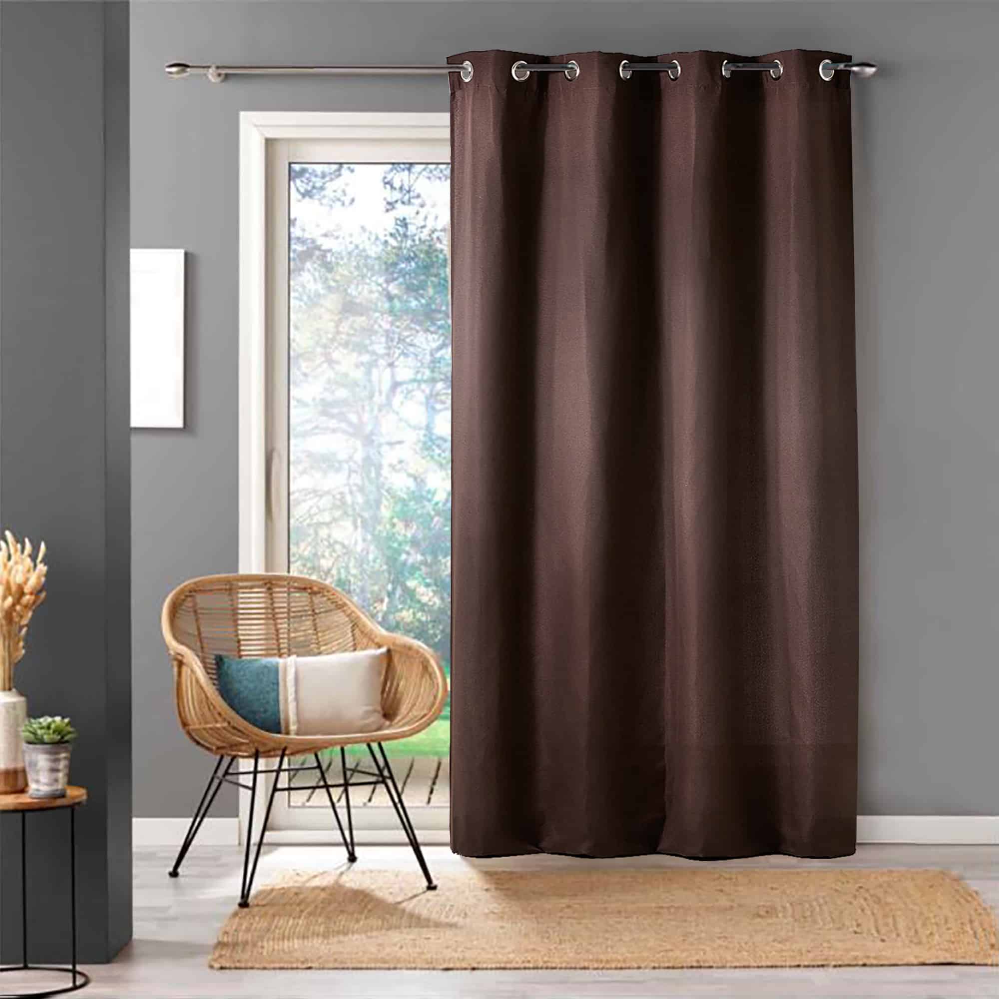 evideco-home-accessories-rideau-coton-chocolat-95x55-pouces image 2