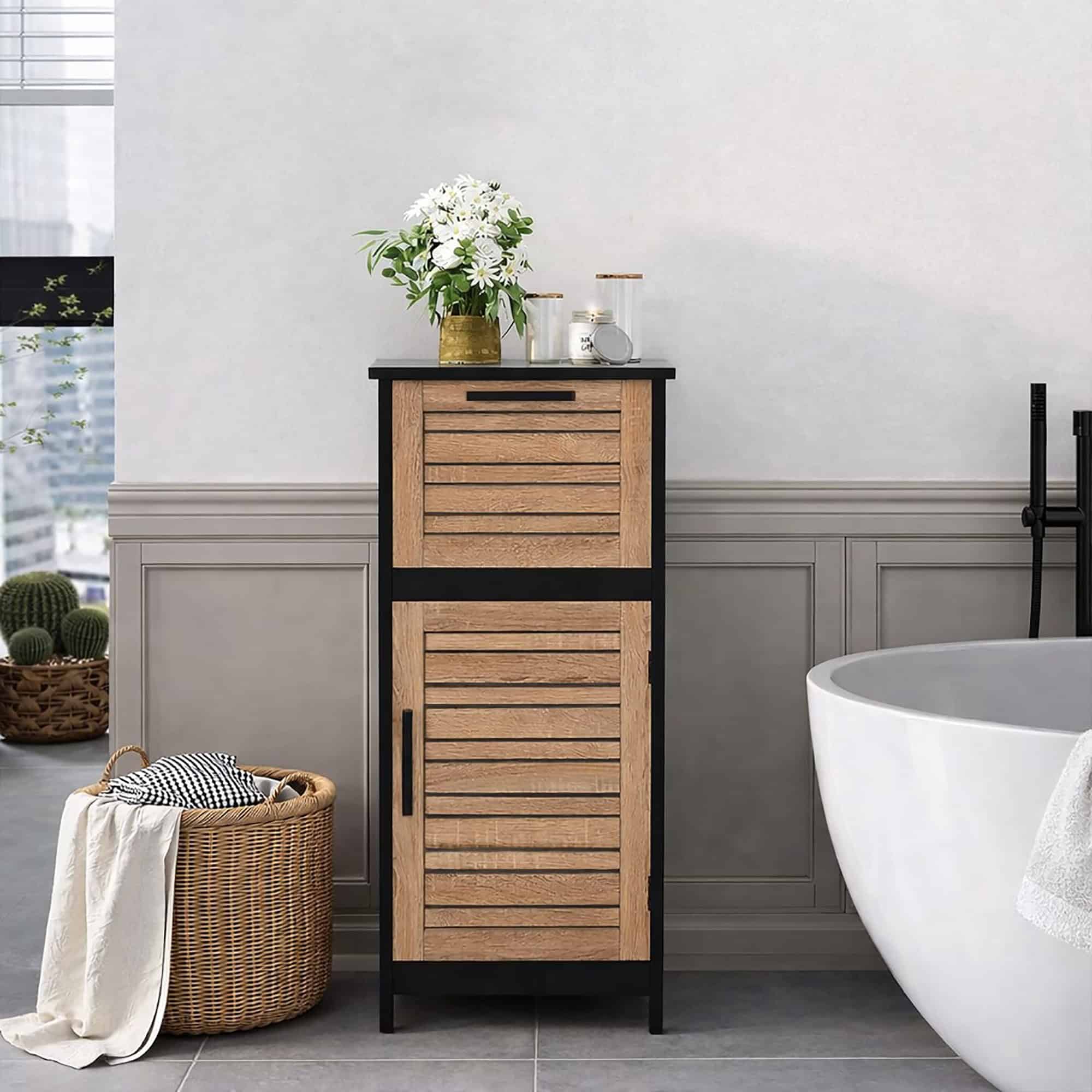 evideco-bergen-meuble-salle-de-bain-compact-noir-marron image 4