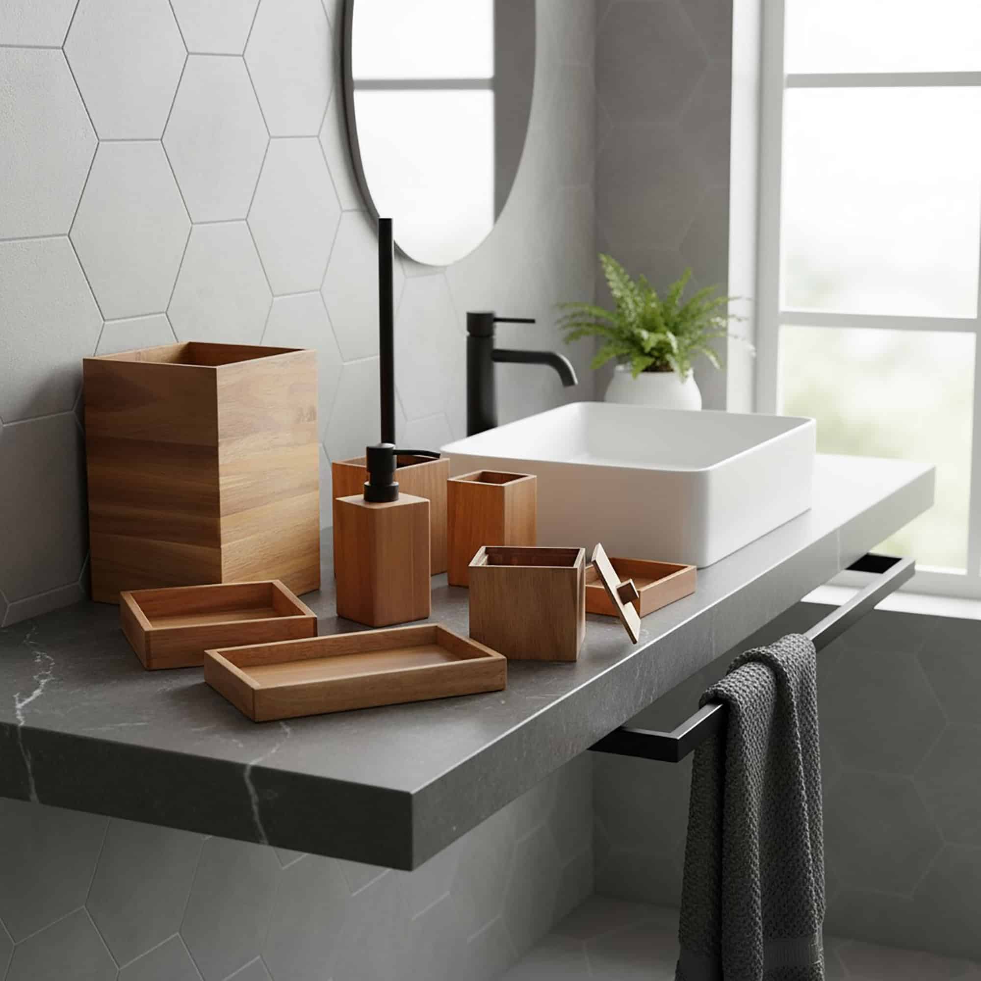 evideco-acacia-ensemble-salle-de-bain-8-pi-ces-bois image 1