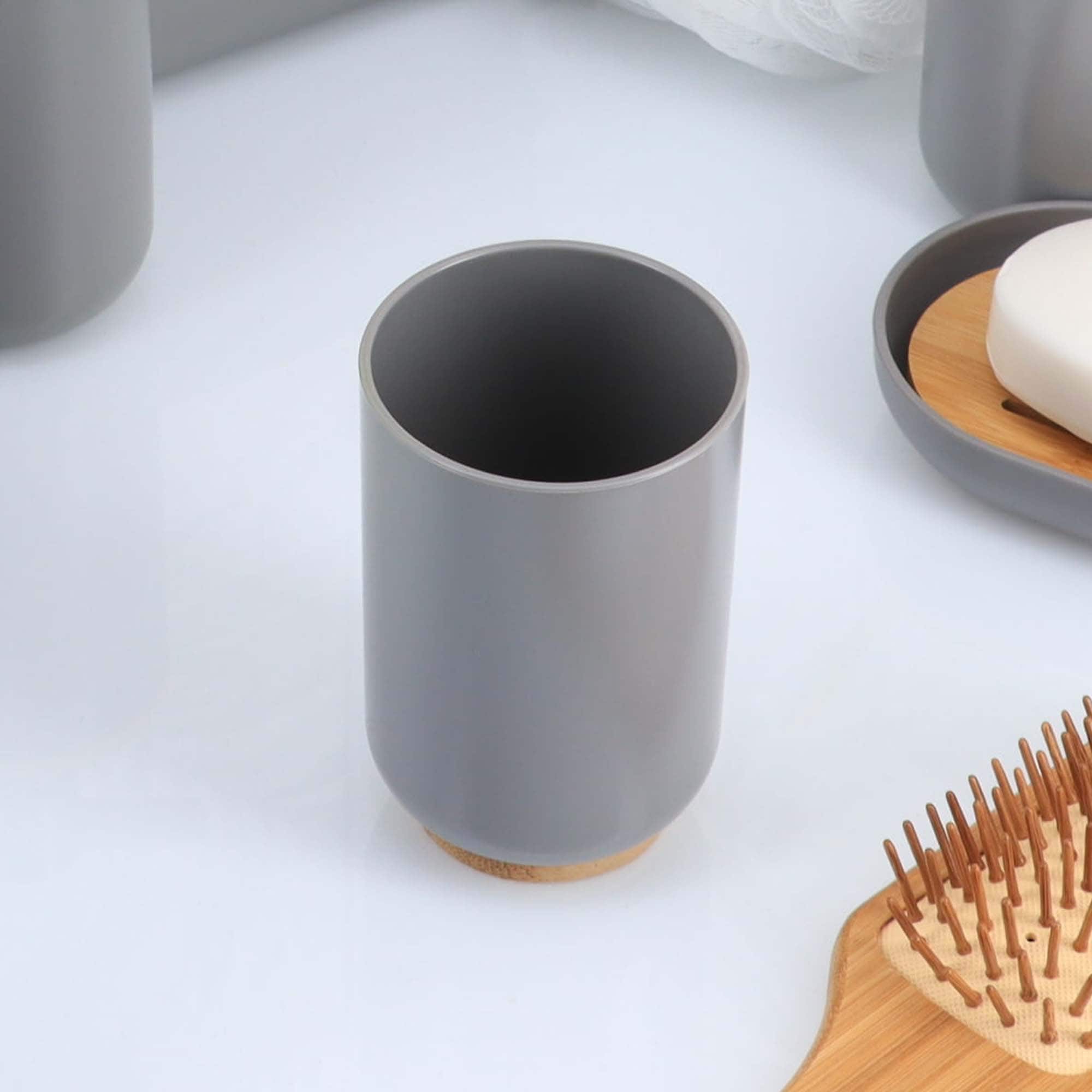 evideco-padang-gobelet-salle-de-bain-gris-bambou-30-cl image 2