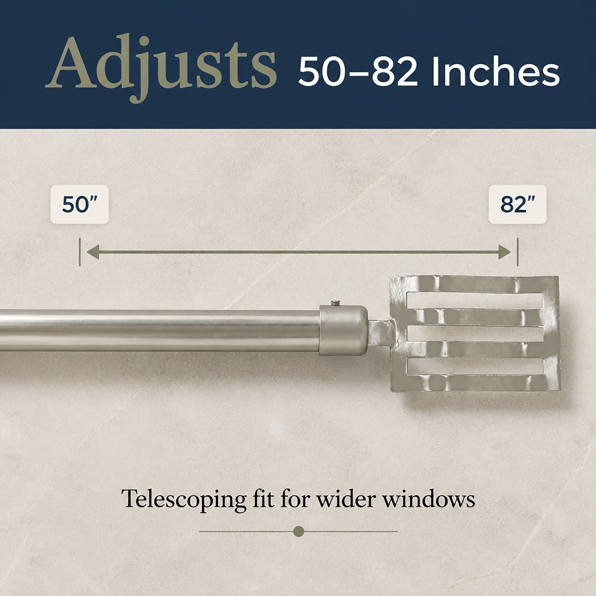evideco-home-accessories-tringle-rideau-r-glable-argent-acier-50-82 image 2