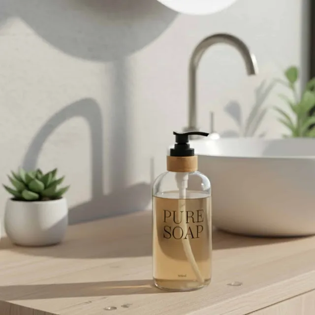 evideco-pure-soap-distributeur-savon-verre-bambou-500-ml image 1