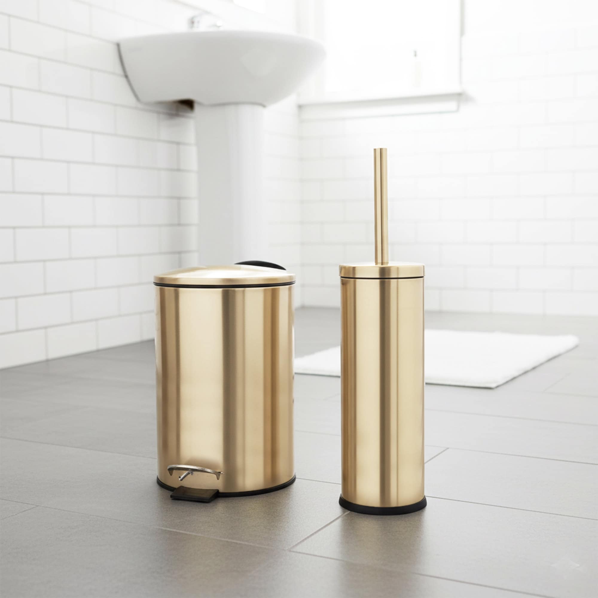 evideco-set-salle-de-bain-poubelle-3l-brosse-wc-dor-bross image 1