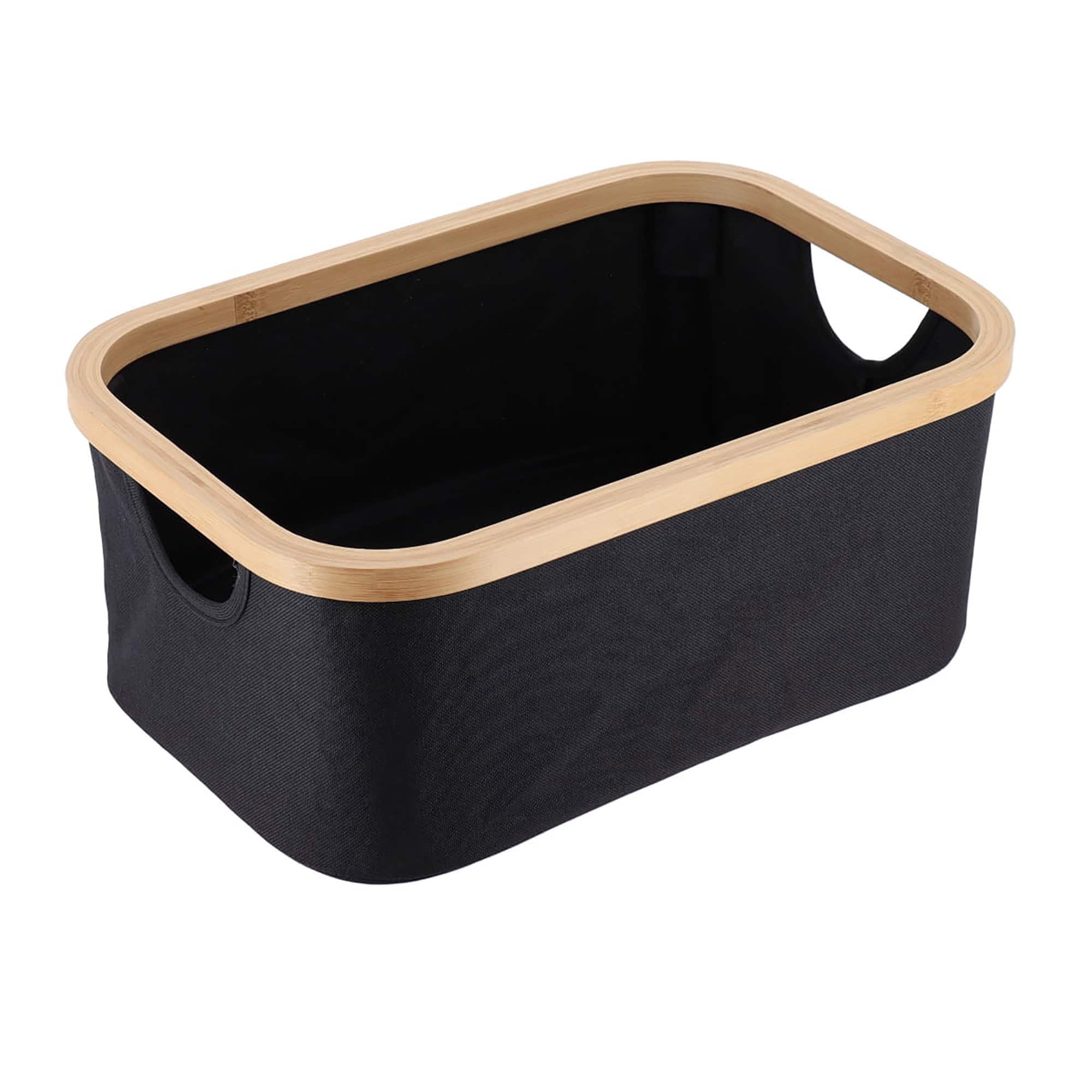 evideco-bathroom-storage-panier-pliable-noir-bambou-15x10x7 image 8