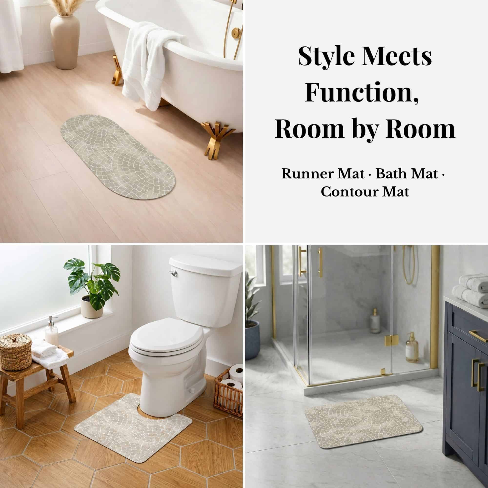 evideco-mosaic-stone-lot-3-tapis-salle-de-bain-mosa-que-beige image 2