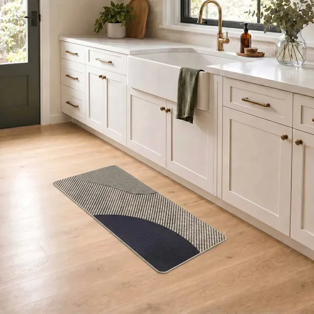 evideco-tapis-cuisine-beige-g-om-trique-51x122-cm-runner image 1