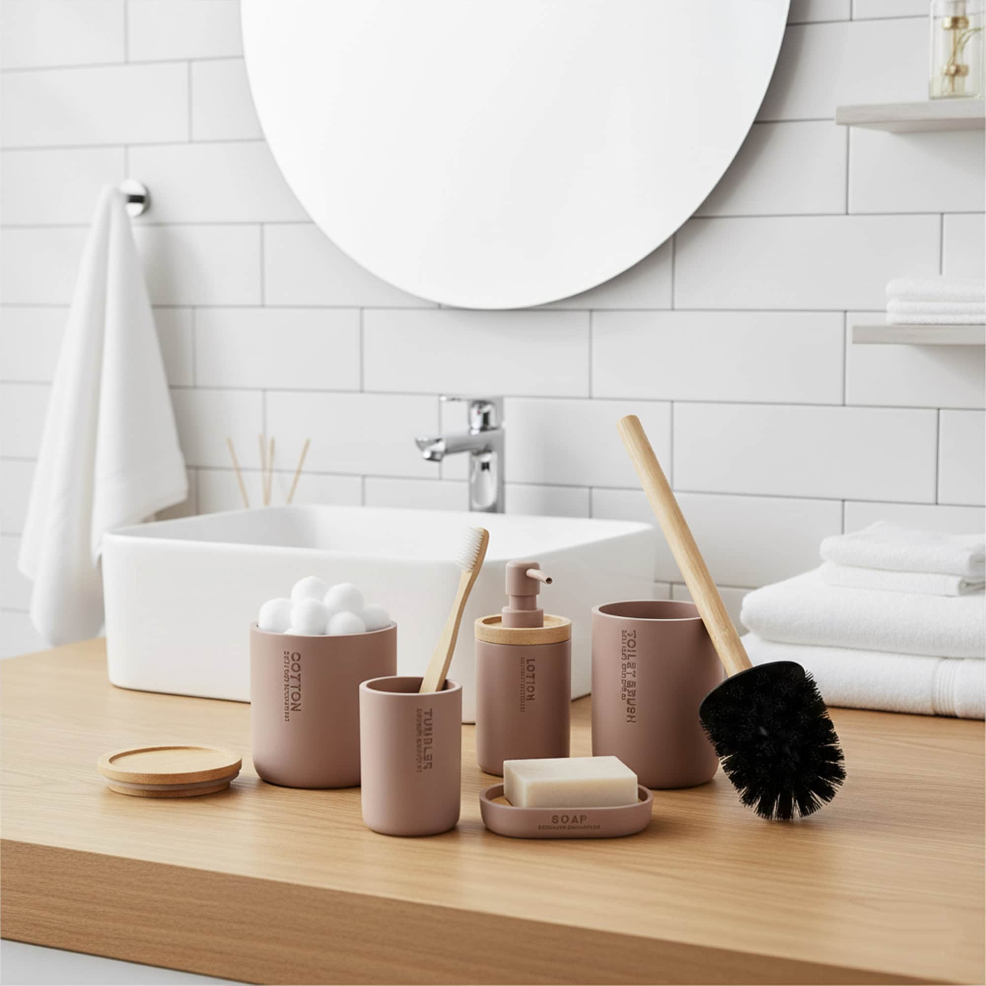 evideco-ensemble-salle-de-bain-cappuccino-bambou-5-pi-ces image 1