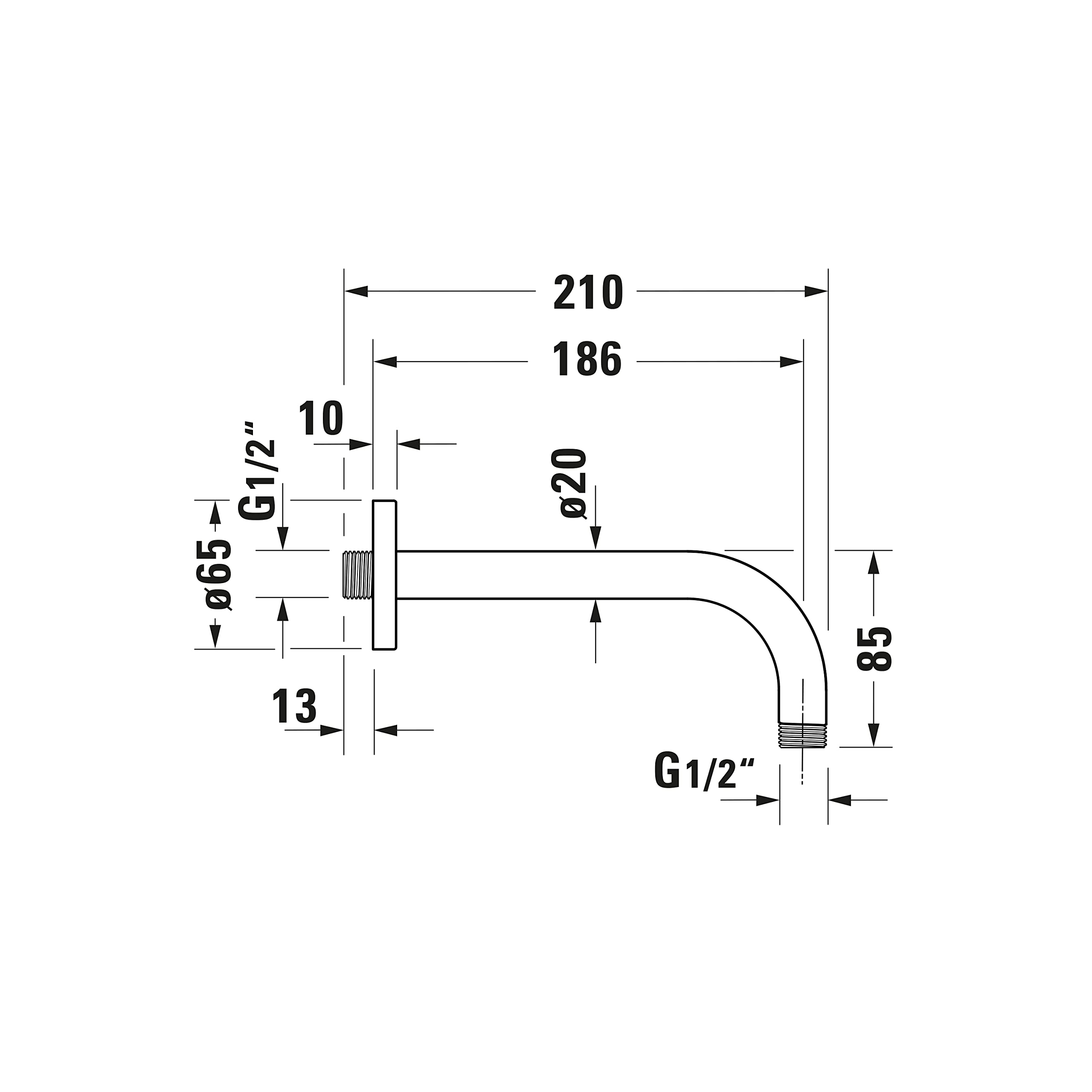 duravit-universal-bras-de-douche-210-mm-chrom-rosace-carr-e image 4