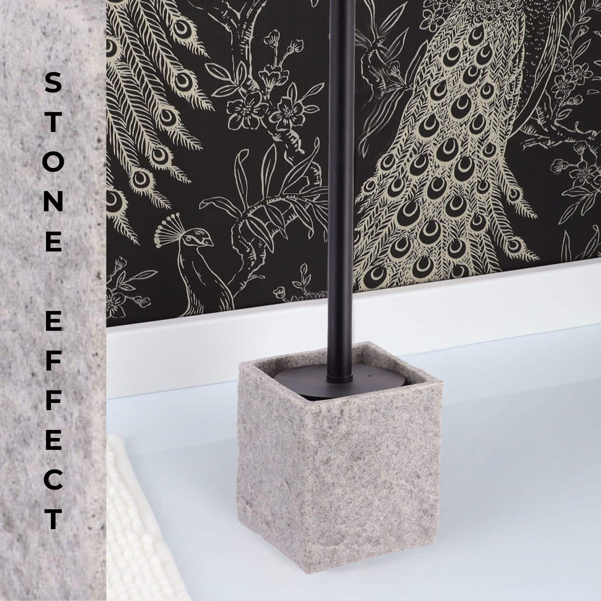 evideco-brosse-wc-grise-effet-pierre-carr-e-avec-support image 8