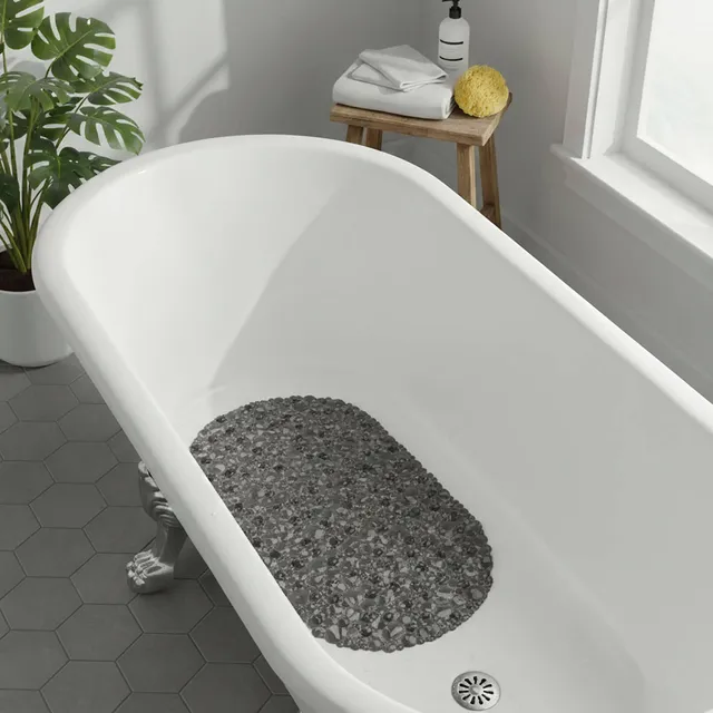 evideco-tapis-de-baignoire-antid-rapant-gris-bulles-oval image 1