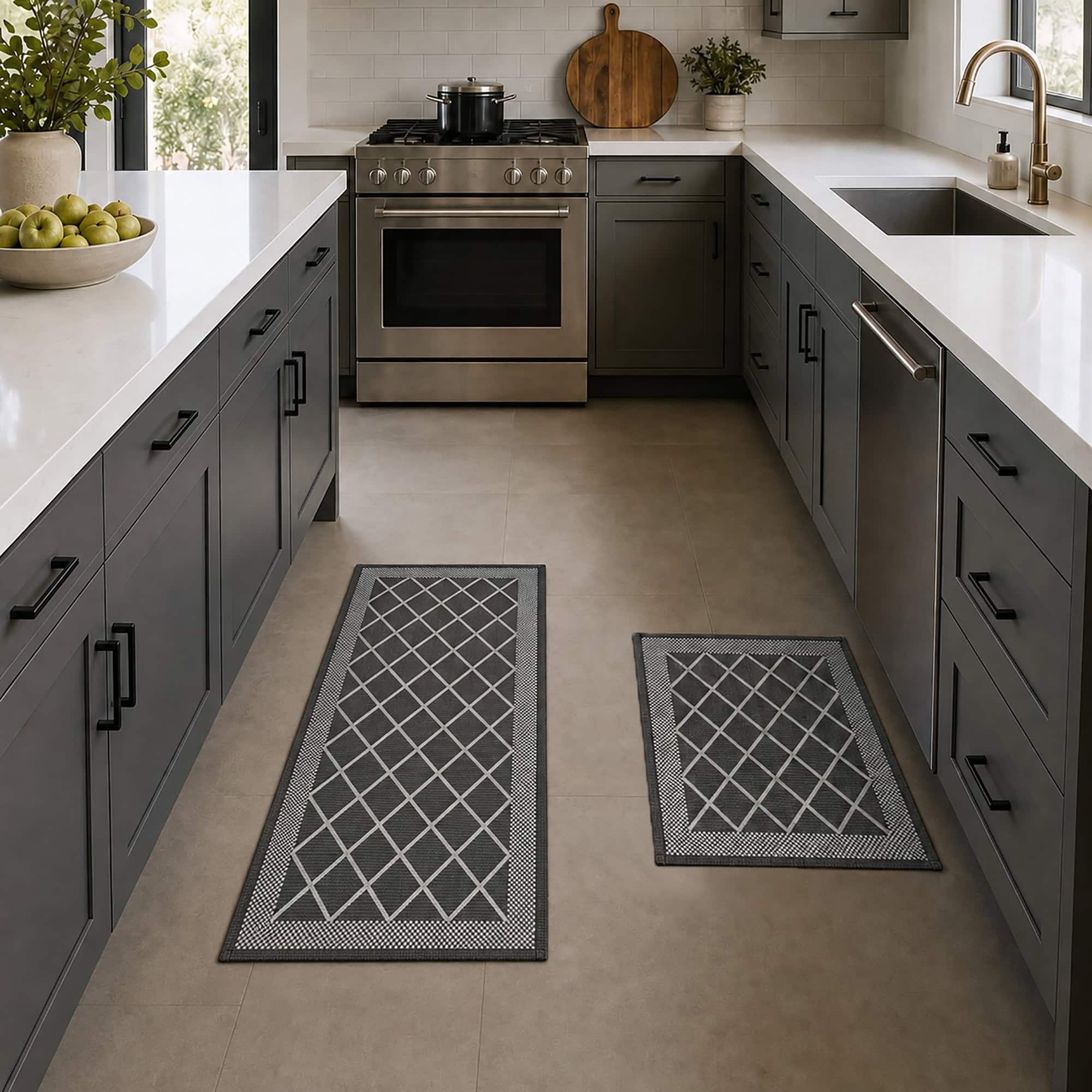 evideco-diamond-gray-lot-2-tapis-cuisine-gris-20x32-20x48 image 1
