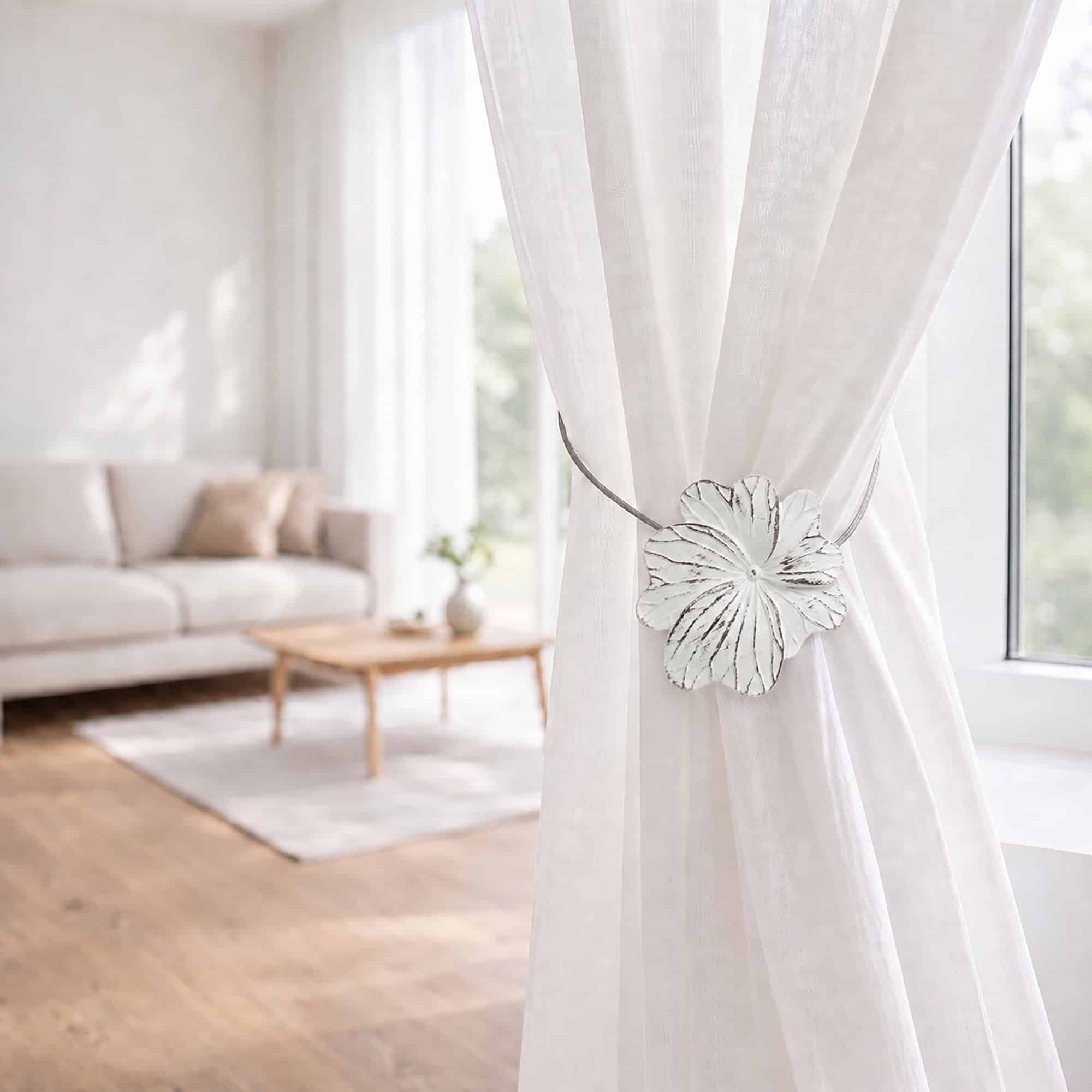 evideco-embrasse-rideau-fleur-magn-tique-noir-blanc image 1