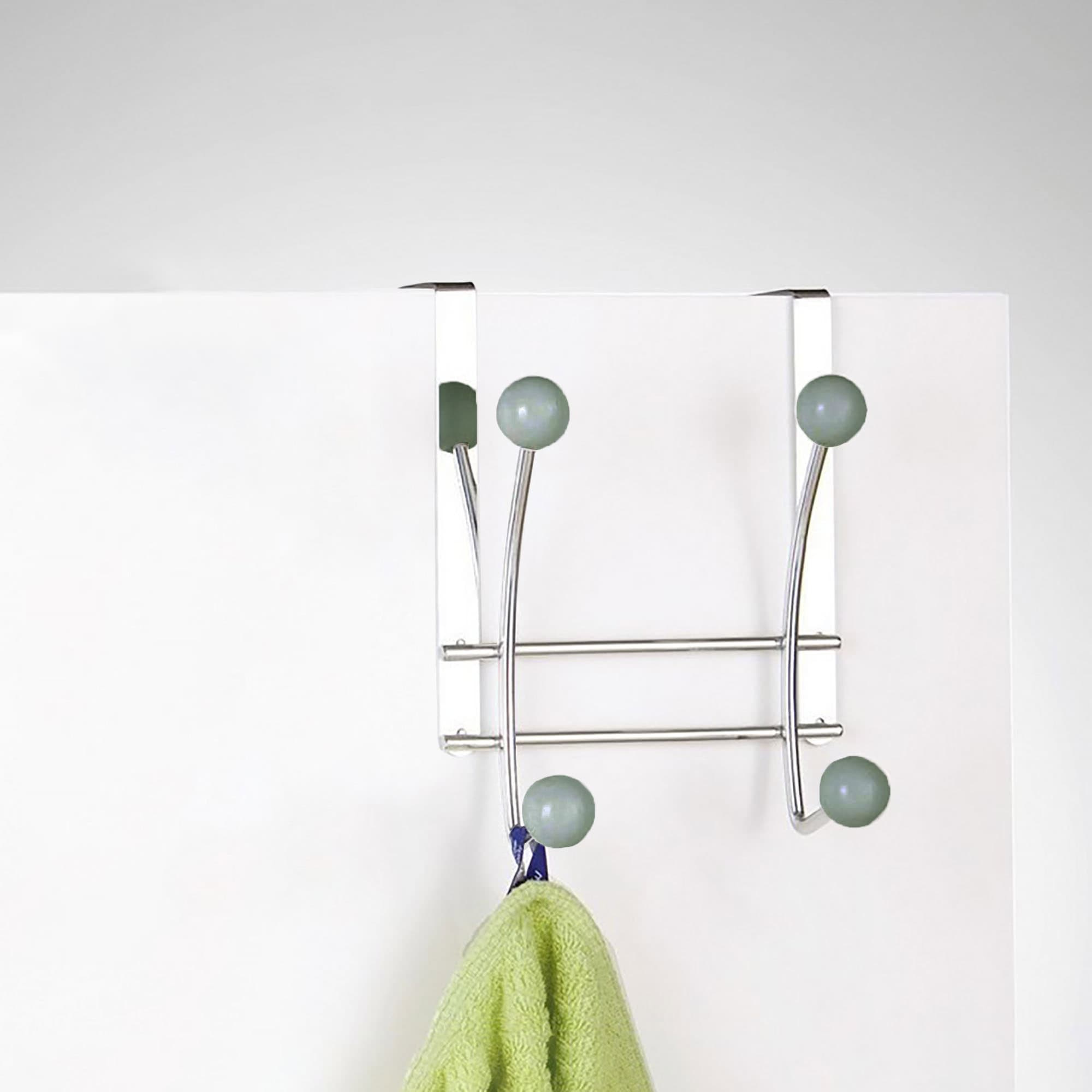 evideco-porte-manteau-de-porte-chrome-4-crochets-gris image 2