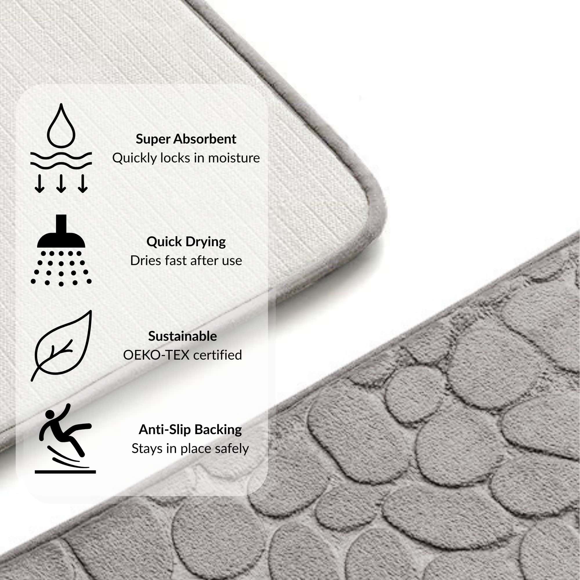evideco-bathroom-tapis-salle-de-bain-gris-lot-3-m-moire image 3