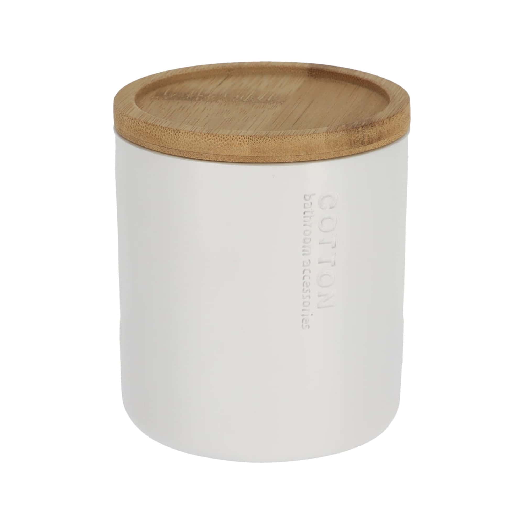 evideco-pot-coton-blanc-mat-couvercle-bambou-salle-de-bain image 8