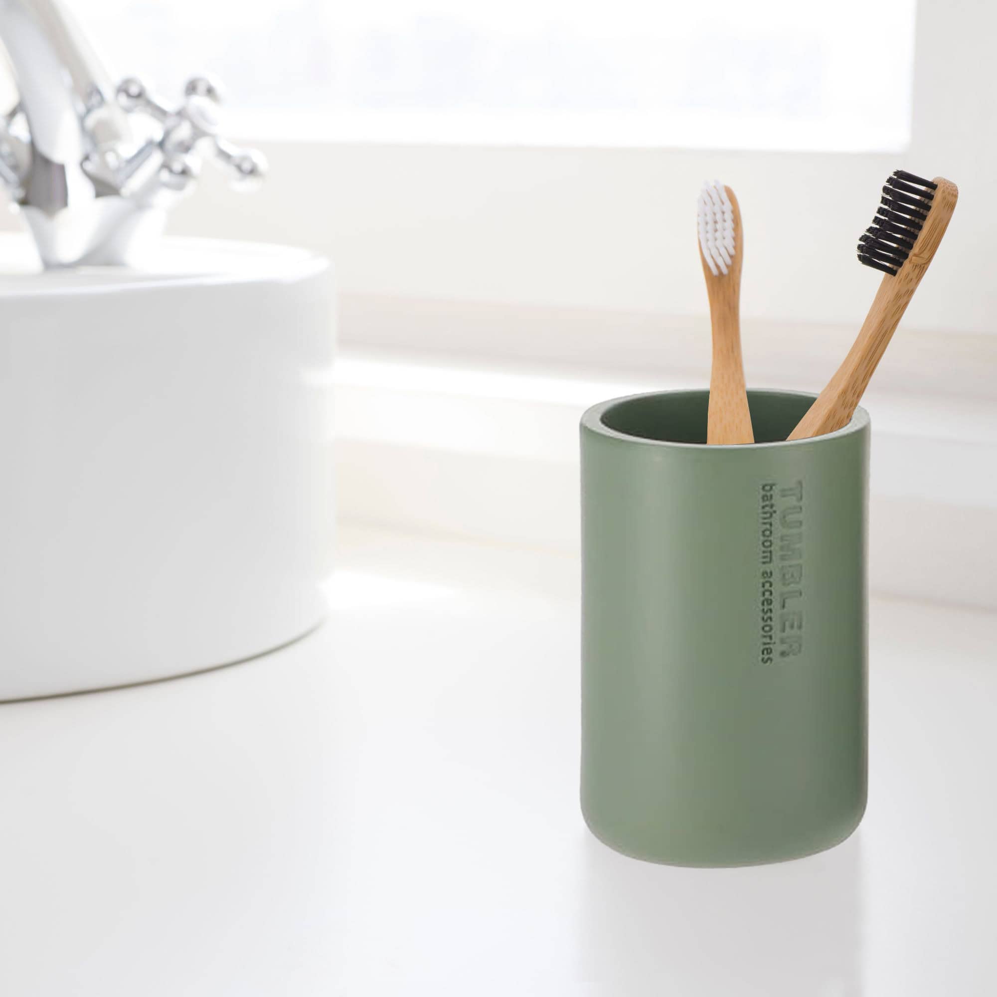 evideco-bathroom-accessories-gobelet-vert-mat-polyresine image 5