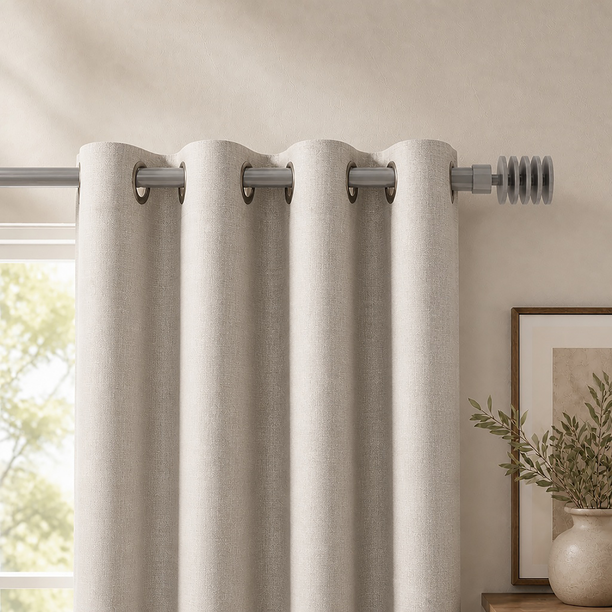 evideco-home-accessories-lot-2-tringles-rideaux-127-208-cm-taupe image 1